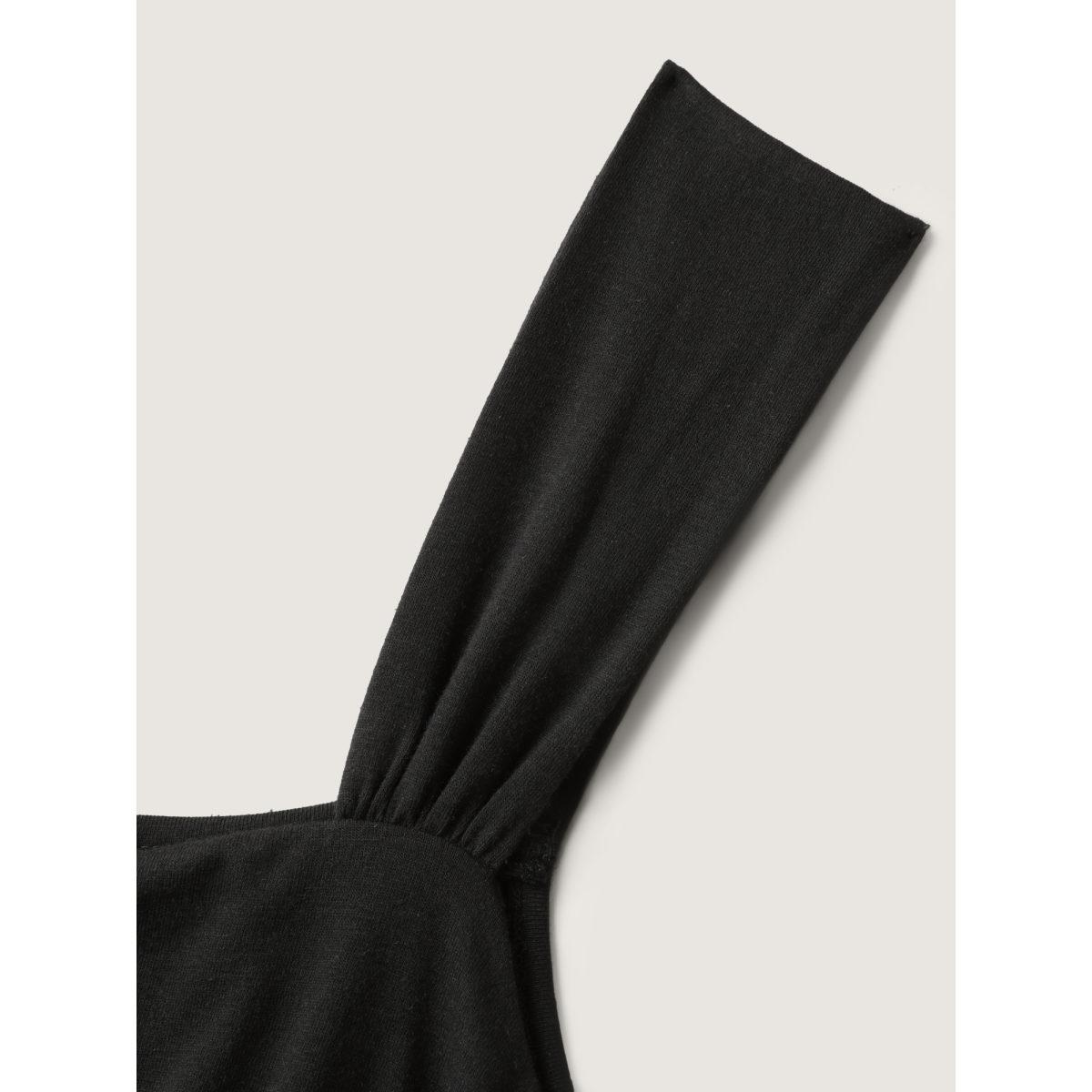 Plus Size Black Overlap Bodice Wide Straps Jumpsuit Women Sleeveless Overlap Collar Everyday-Casual Loose Jumpsuits BloomChic 28/5X Product Image