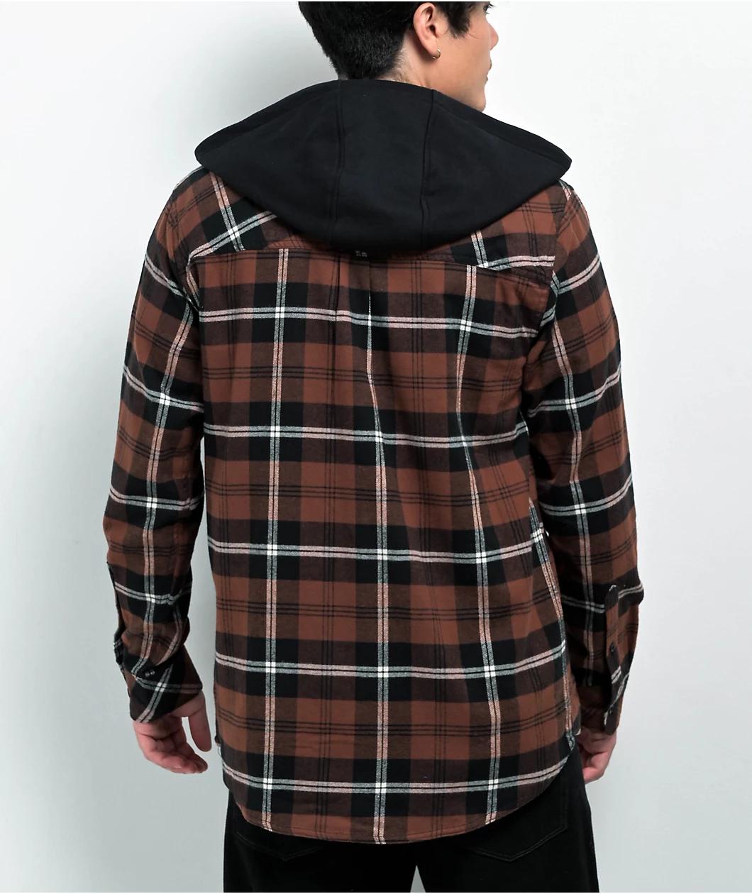 Empyre Chancer Brown Hooded Flannel Shirt  Product Image