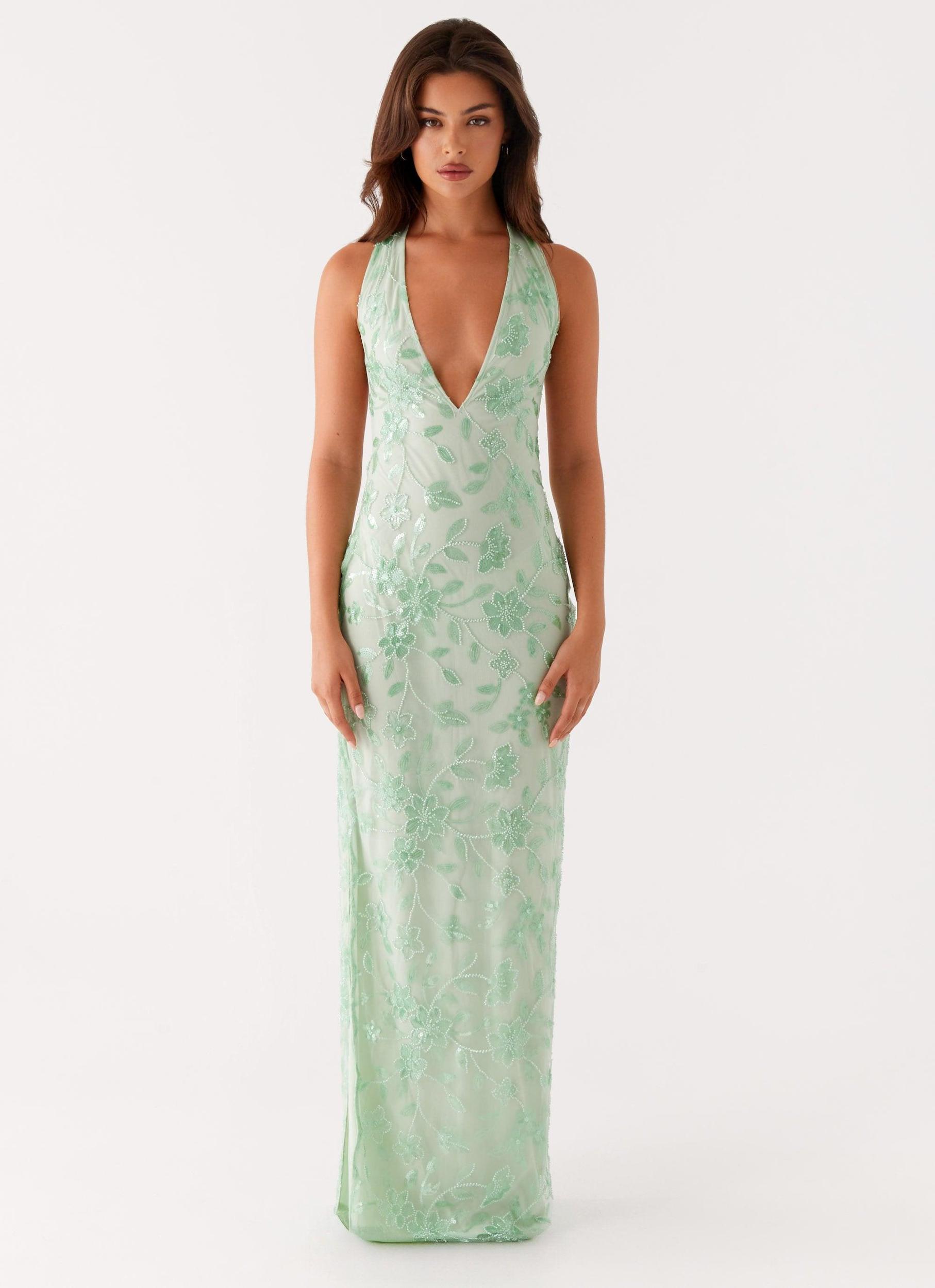 Cydney Beaded Maxi Dress - Sage Product Image