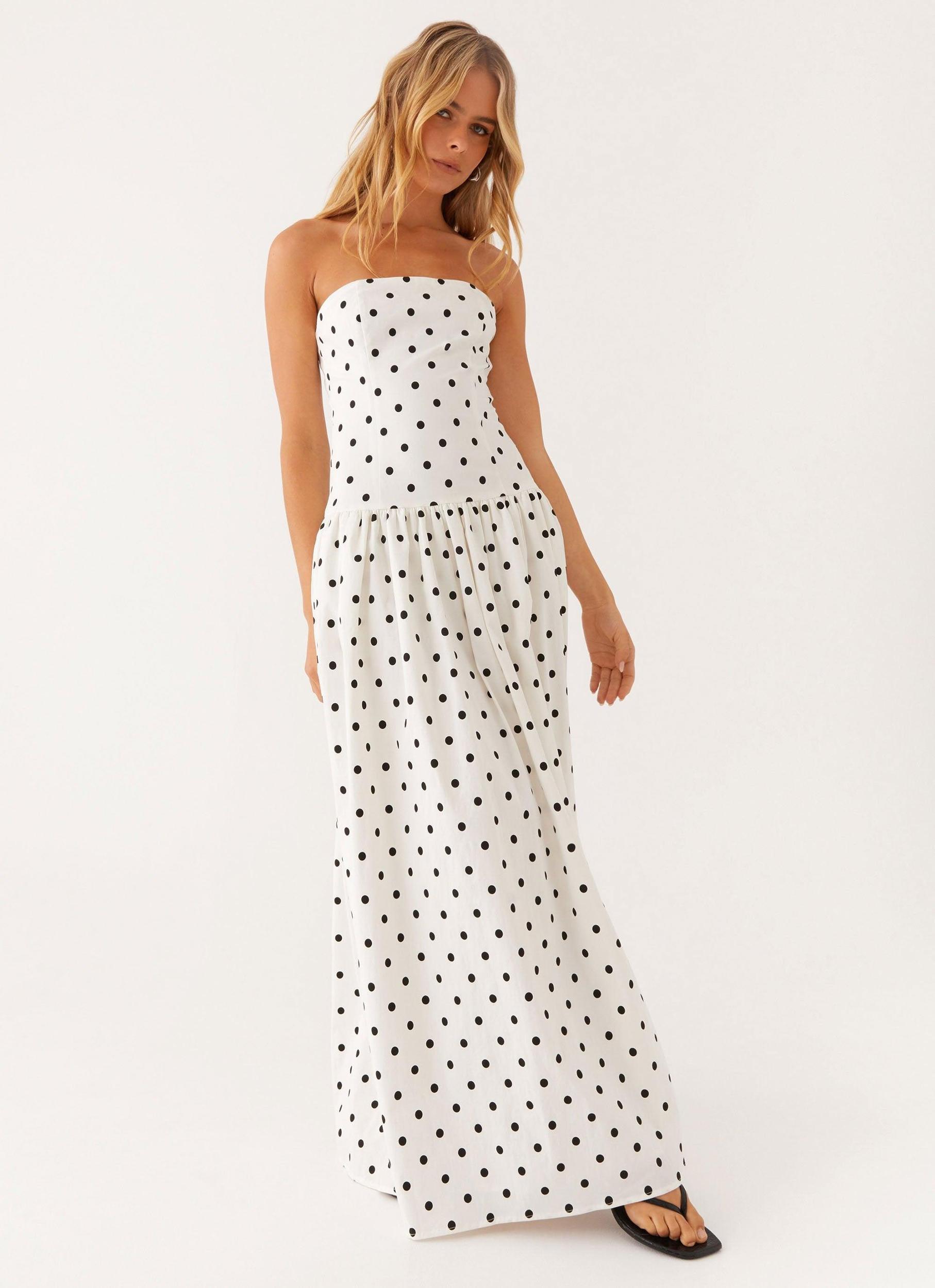 Andorra Maxi Dress - White Polkadot Product Image