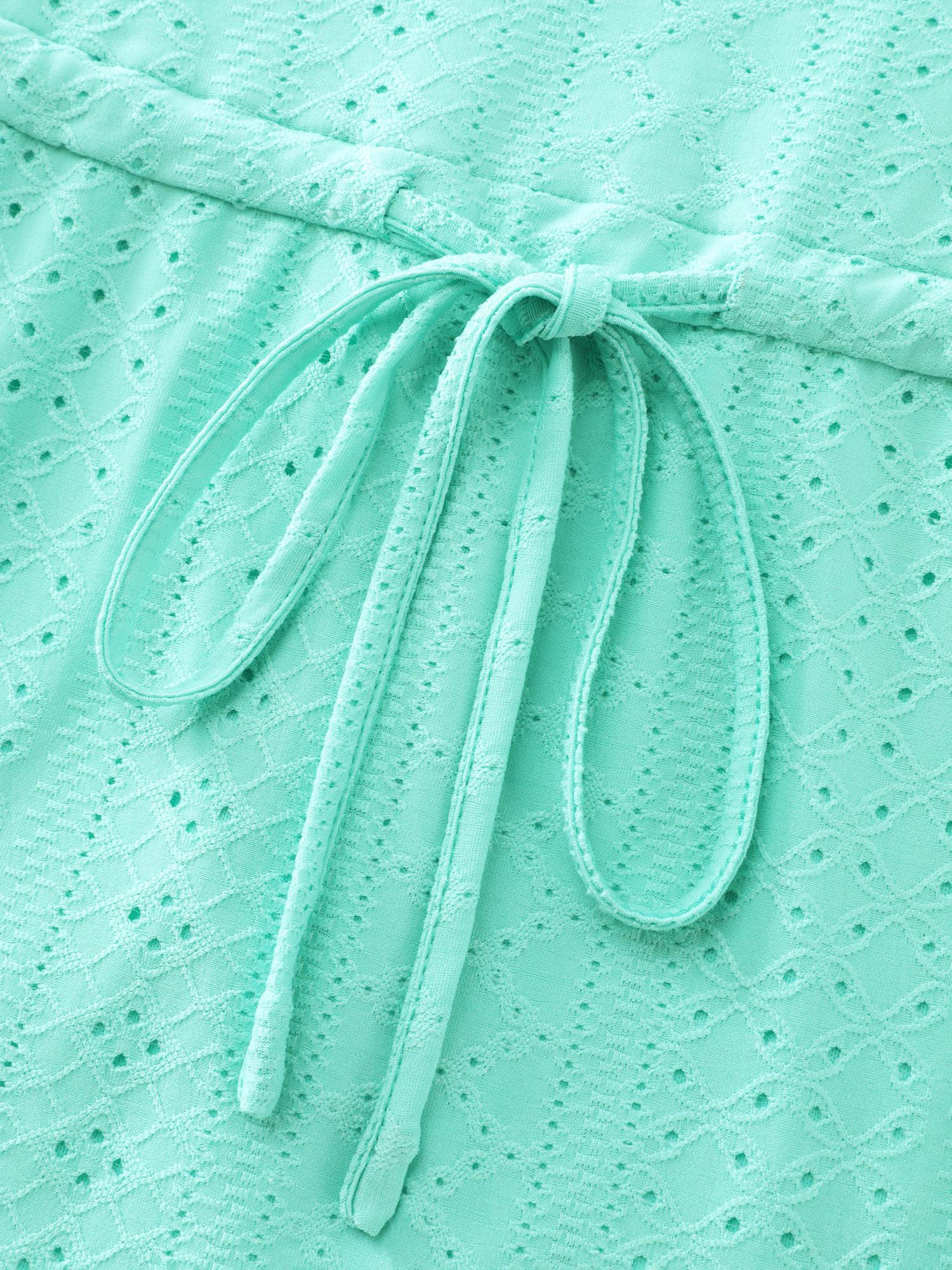 Stretchy Eyelet Textured Petal Sleeve Midi Dress Female Product Image