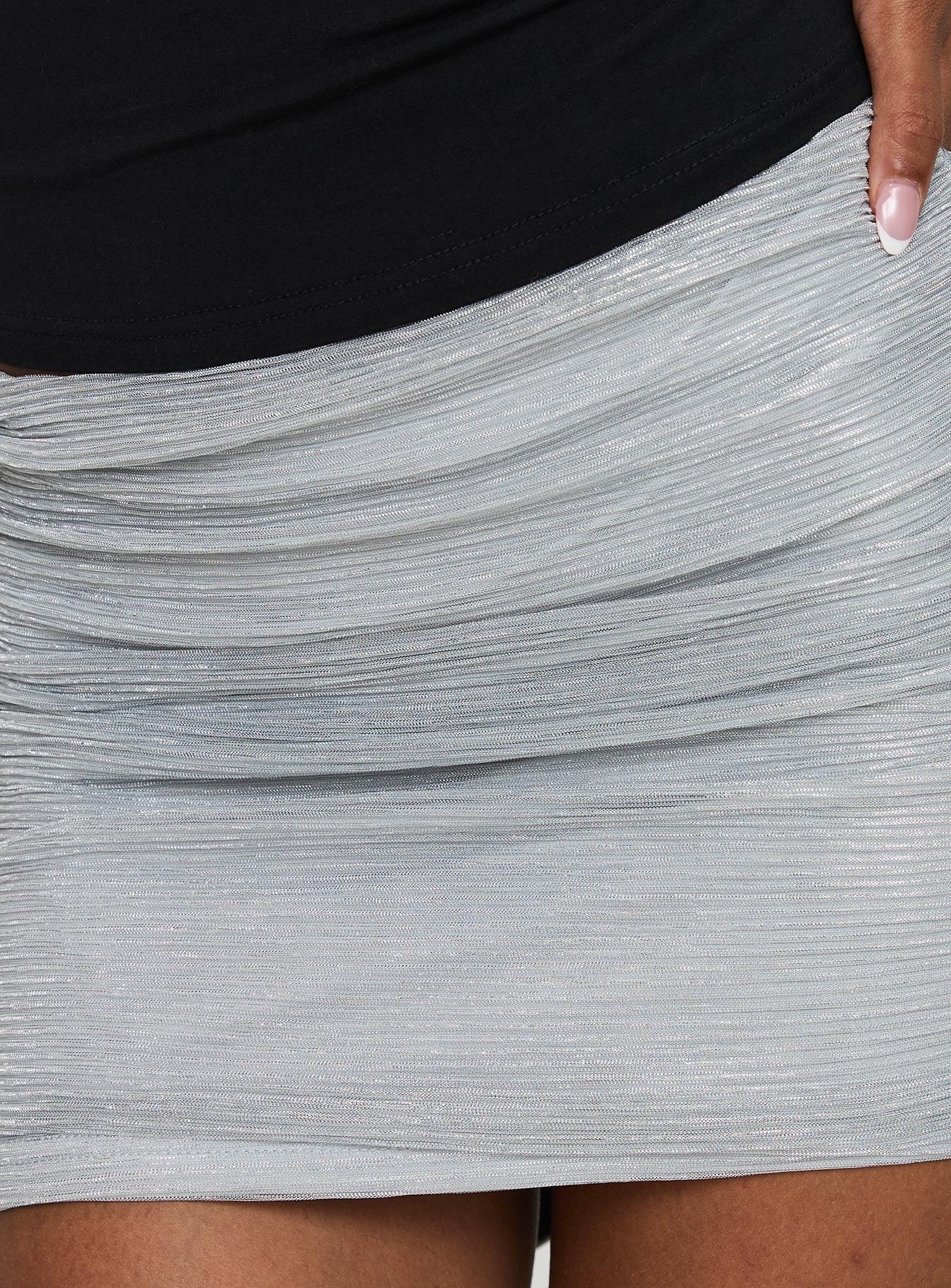 No Distractions Ruched Mini Skirt Silver Product Image