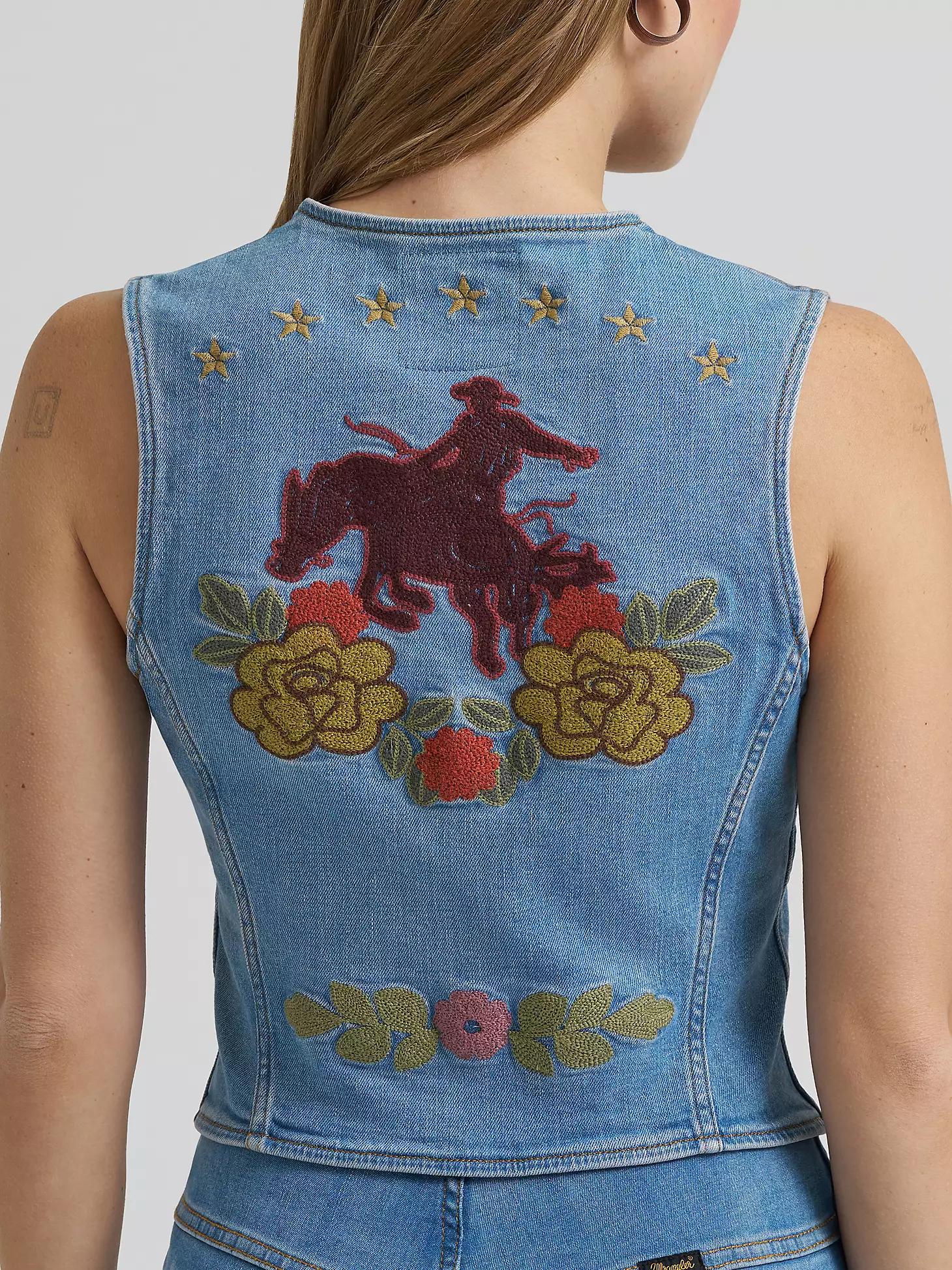 Lainey Wilson x Wrangler Embroidered Denim Vest | Women's JACKETS & OUTERWEAR | Wrangler® Product Image