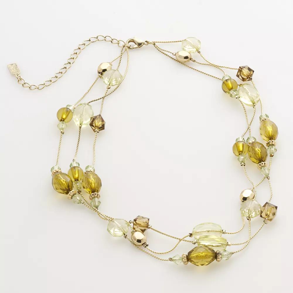1928 Gold Tone Beaded Multistrand Necklace, Womens, Brass Product Image