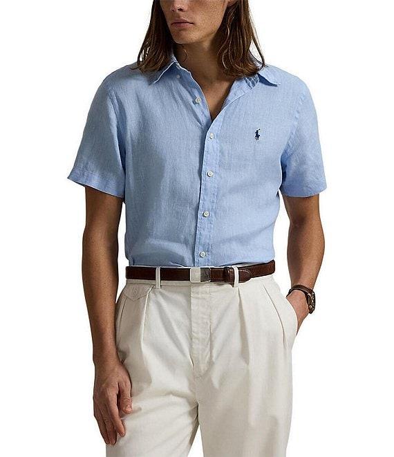 Polo Ralph Lauren Solid Linen Short Sleeve Woven Shirt Product Image