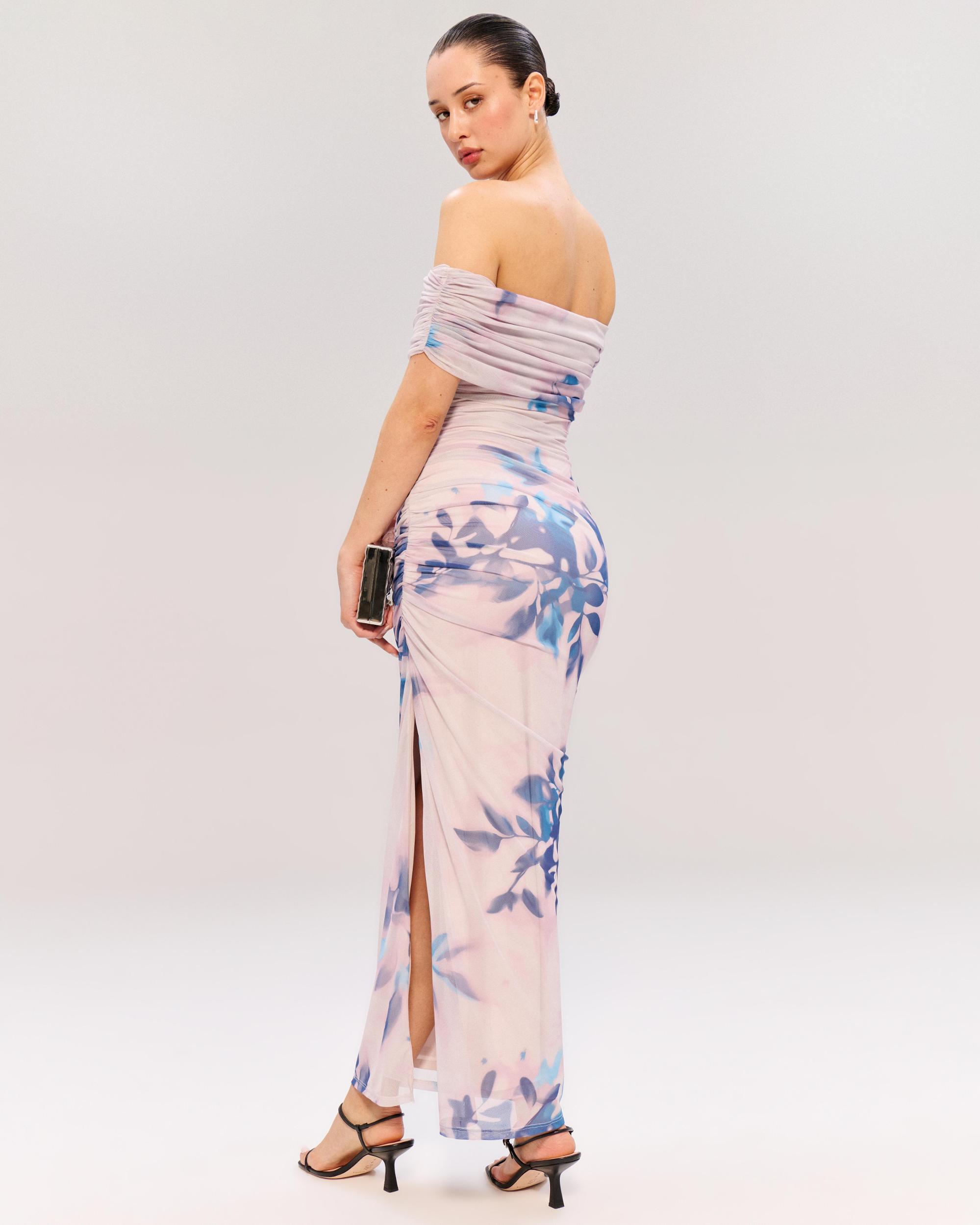Mesh Draped Maxi Dress Product Image