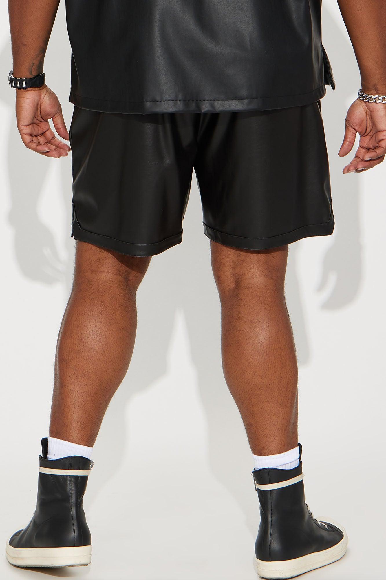Slam Dunk Faux Leather Shorts - Black Product Image