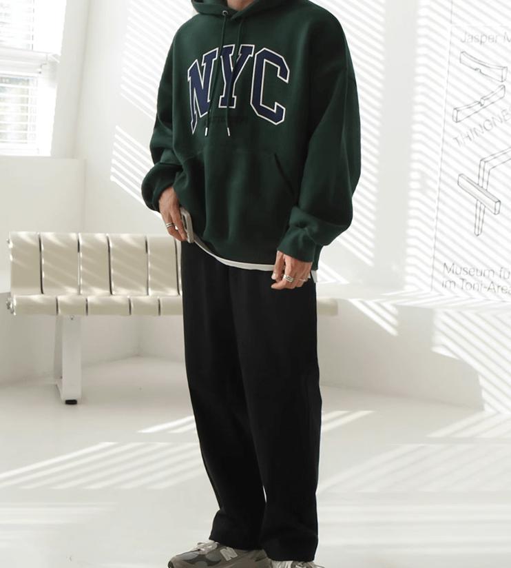 RT No. 11065 NYC EMBROIDERED LETTERED PULLOVER HOODIE Product Image