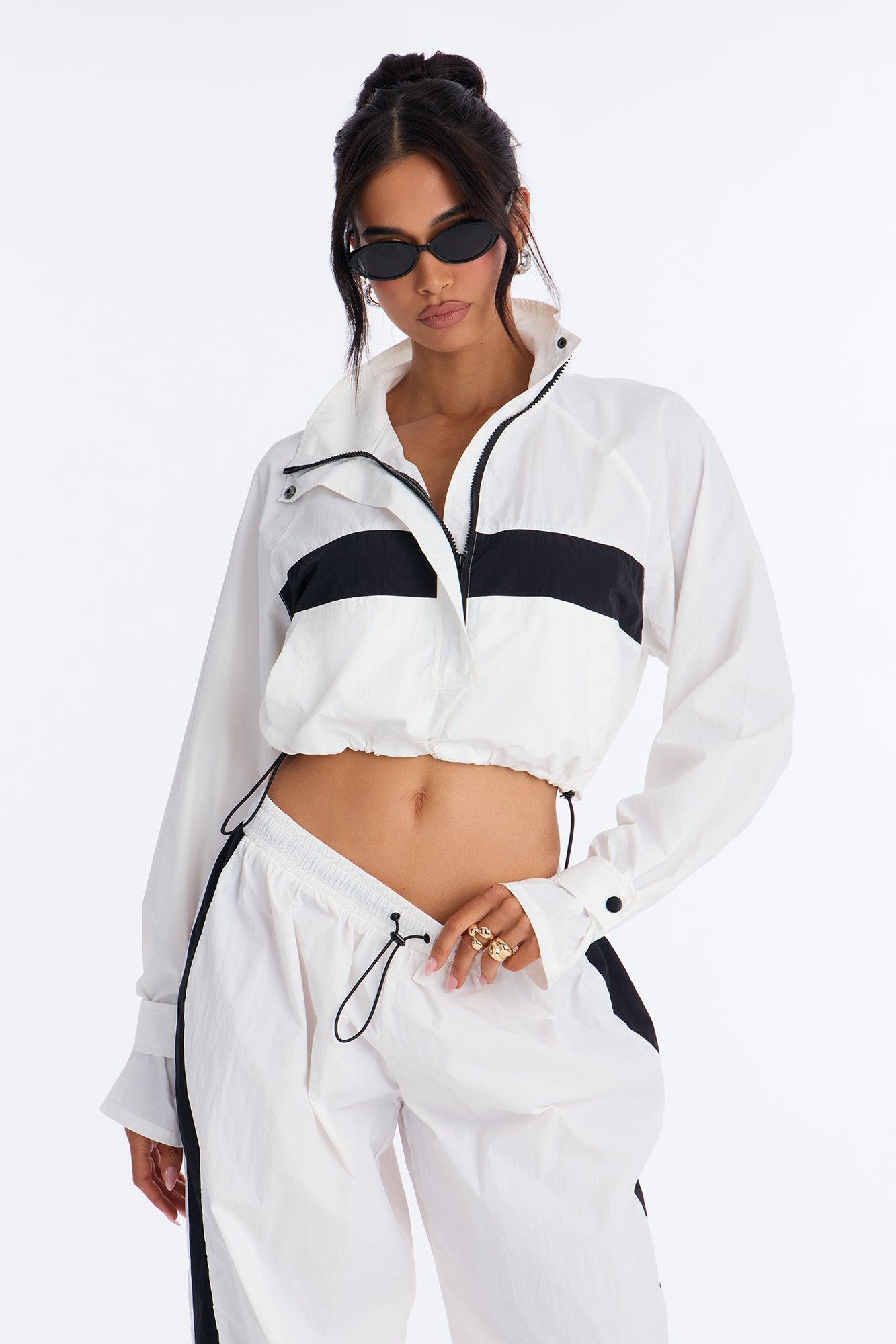 Colette Nylon Pant Set - White/Black Female Product Image