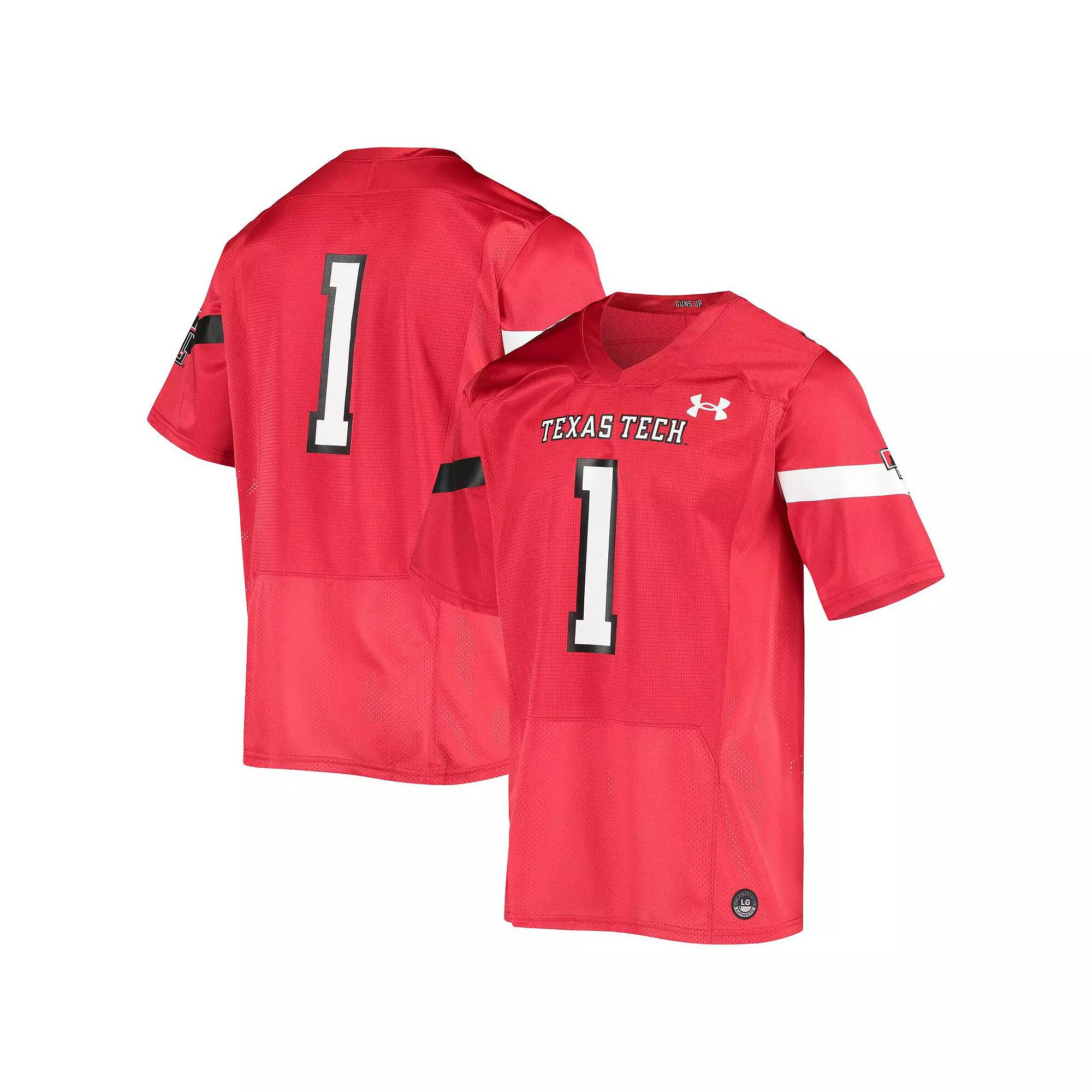 Men's Under Armour #1 Red Texas Tech Red Raiders Logo Replica Football Jersey, Size: XL Product Image