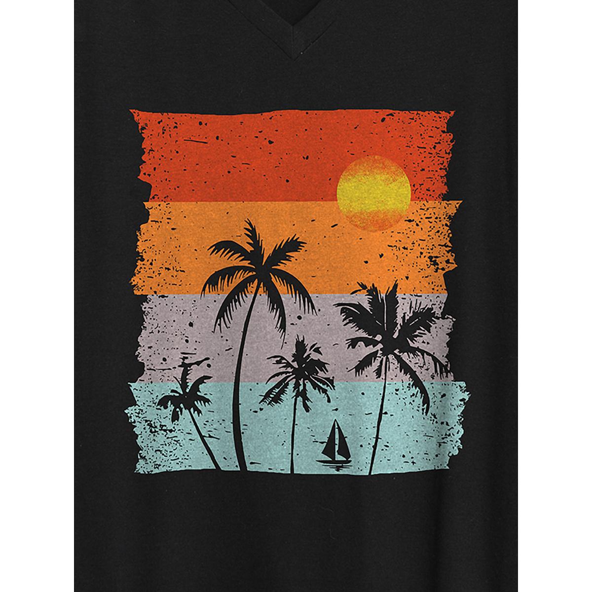 Plus Size Island Vibes V-Neck T-Shirt Pureblack Women Non Marine V-neck Everyday-Casual T-shirts BloomChic 30/6X Product Image