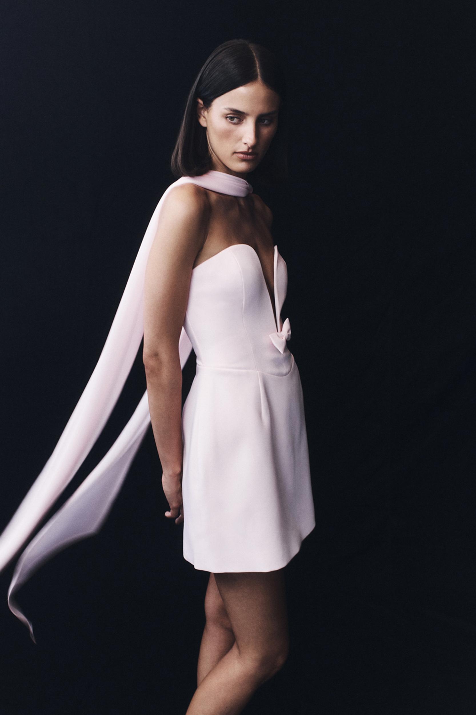 Orellia Strapless Suiting Mini Dress - Soft Pink Product Image