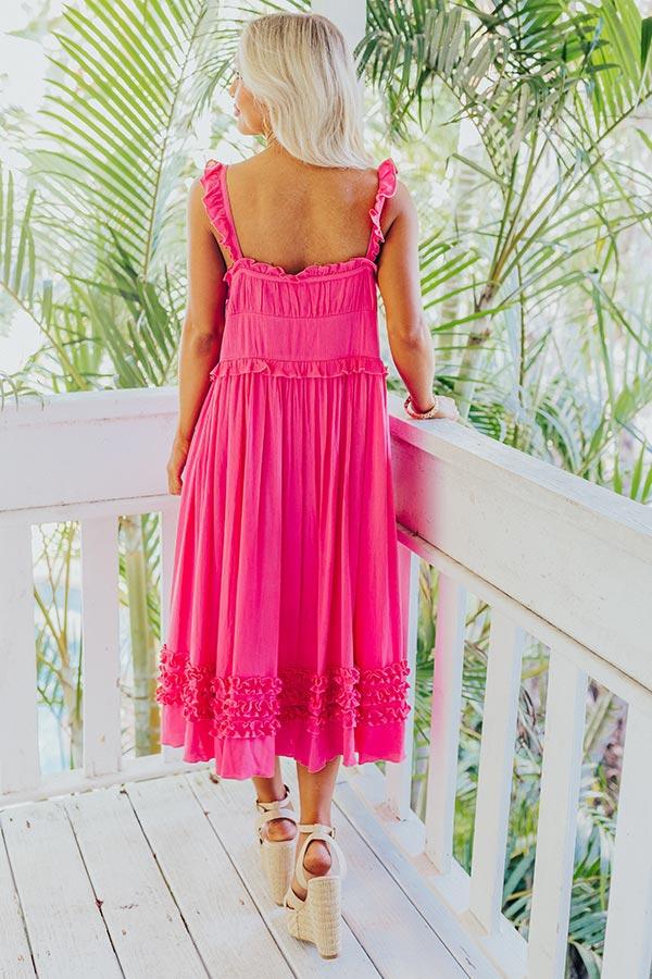 Bayside Bliss Ruffle Midi in Hot Pink Product Image