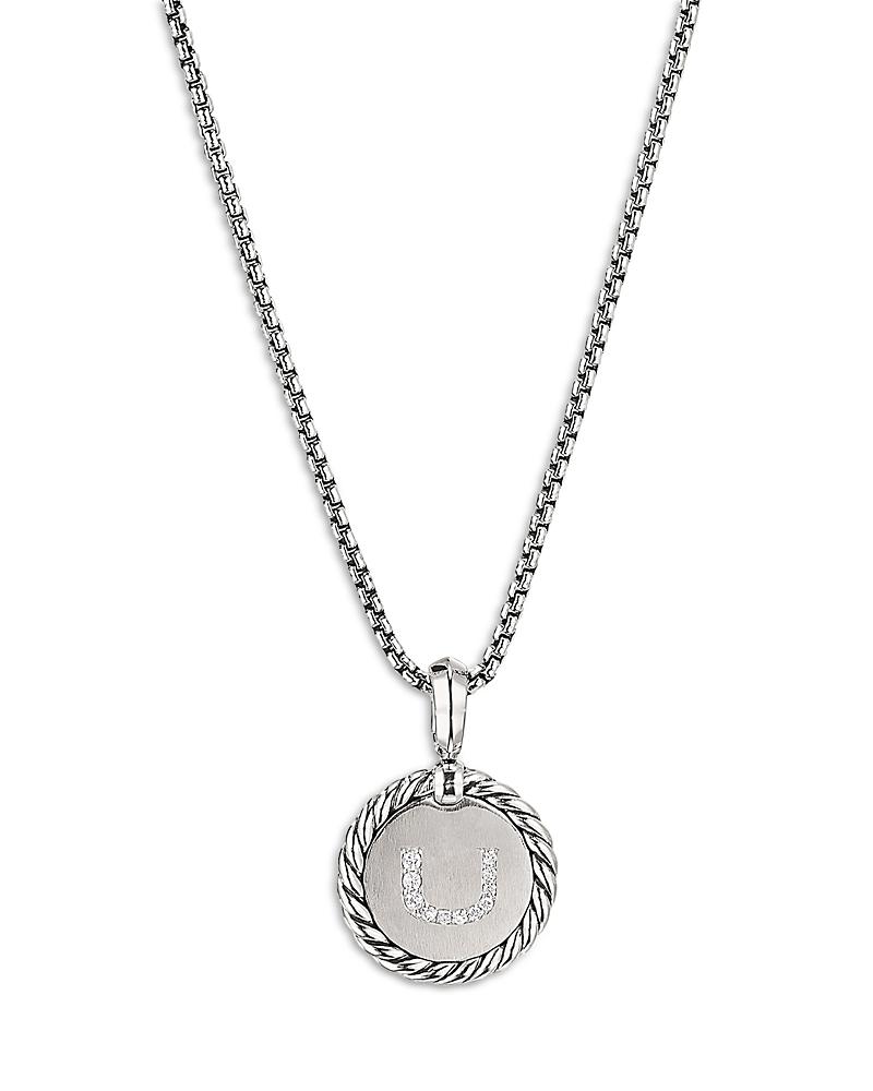 Womens Initial Charm Necklace in Sterling Silver Product Image