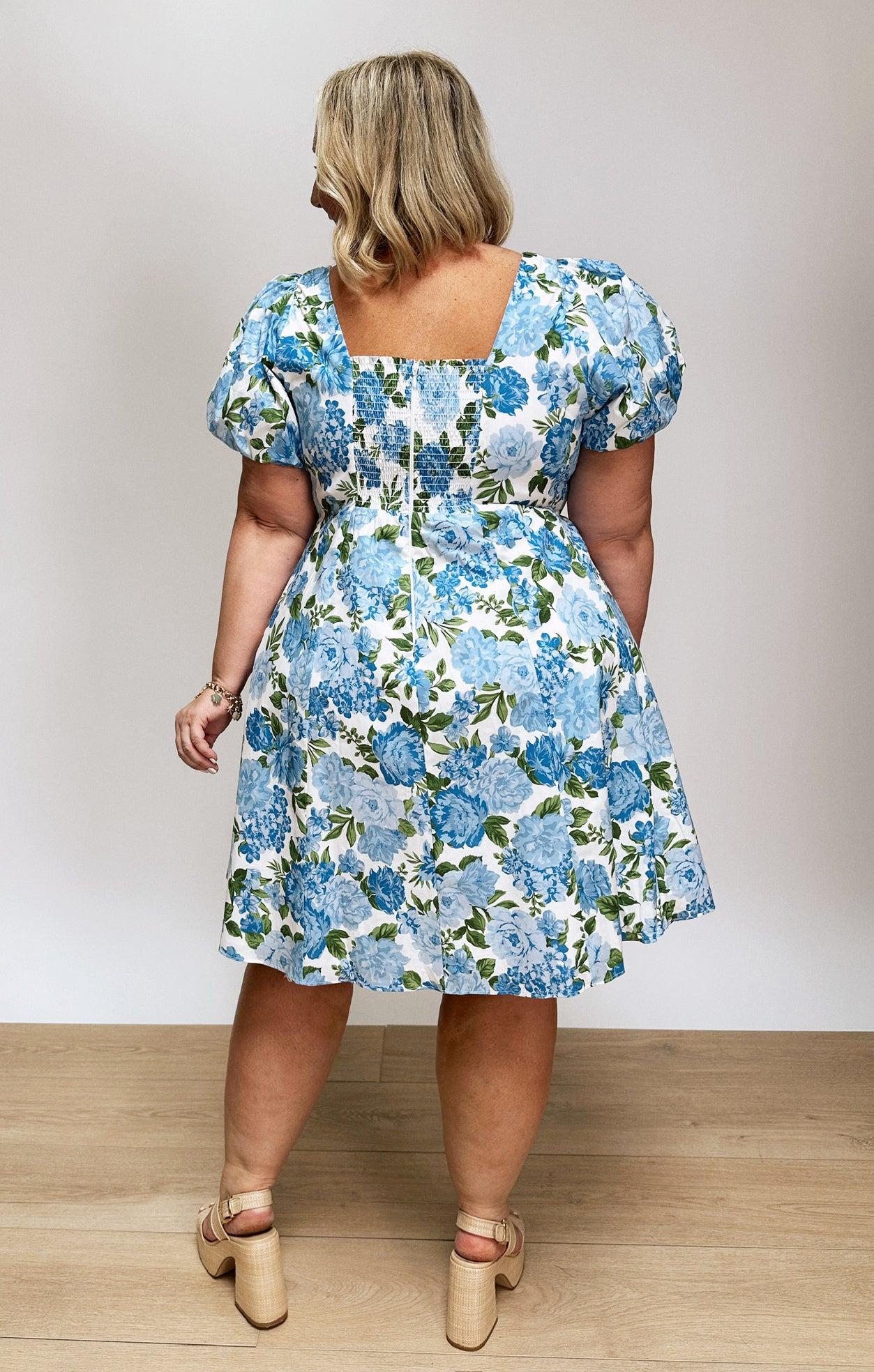 Mia Dress ~ Cottage Floral Blue Product Image
