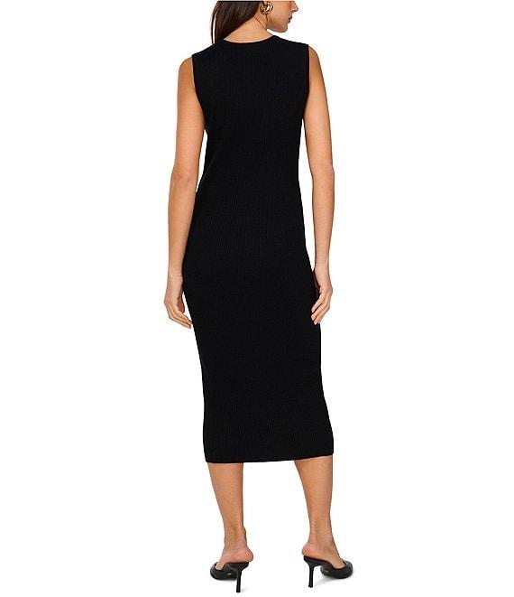 Vince Camuto Ribbed Knit Round Neck Sleeveless Midi Tank Dress Product Image