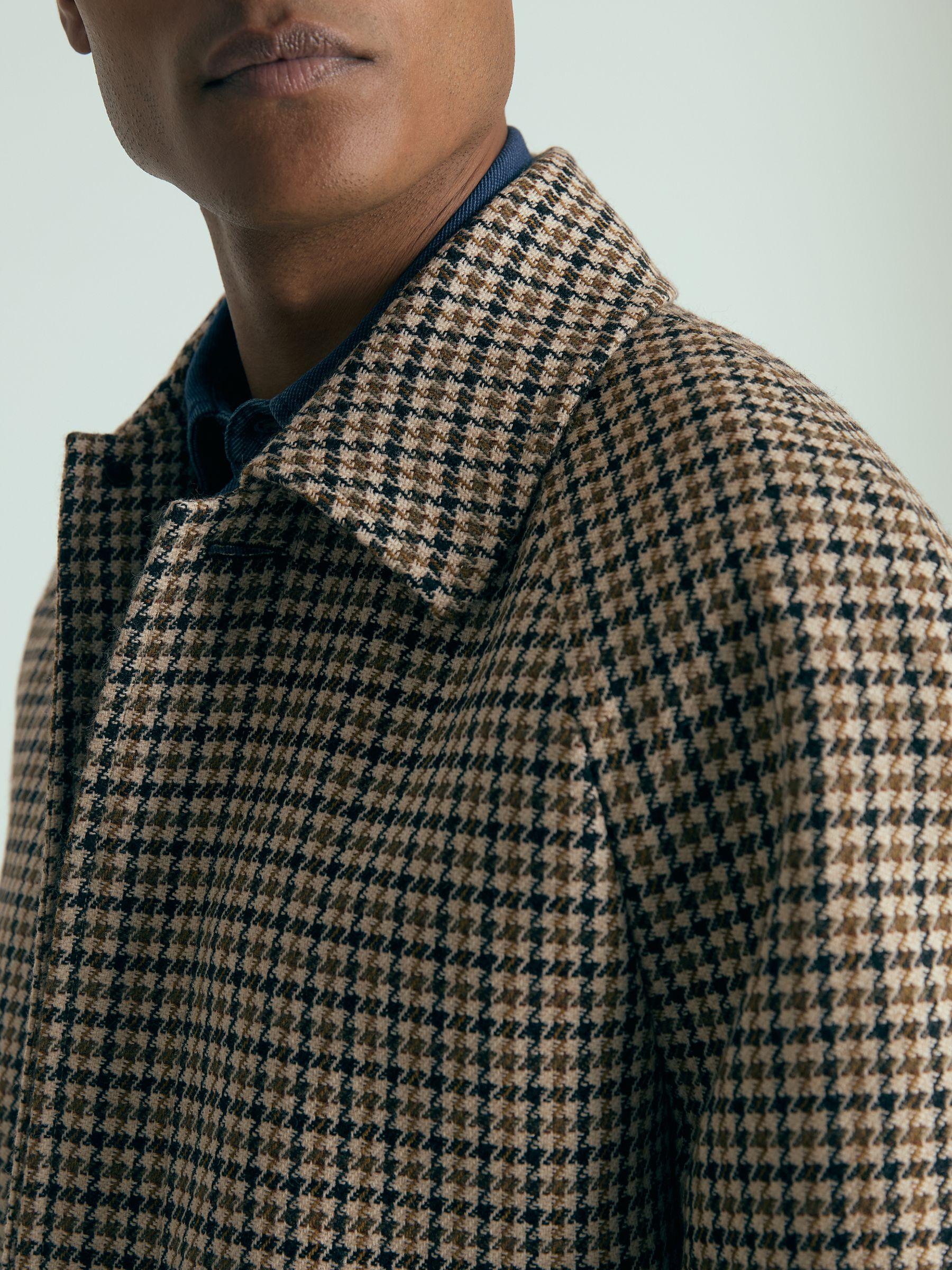 Atelier Wool Houndstooth-Check Raglan Overcoat in Brown Product Image