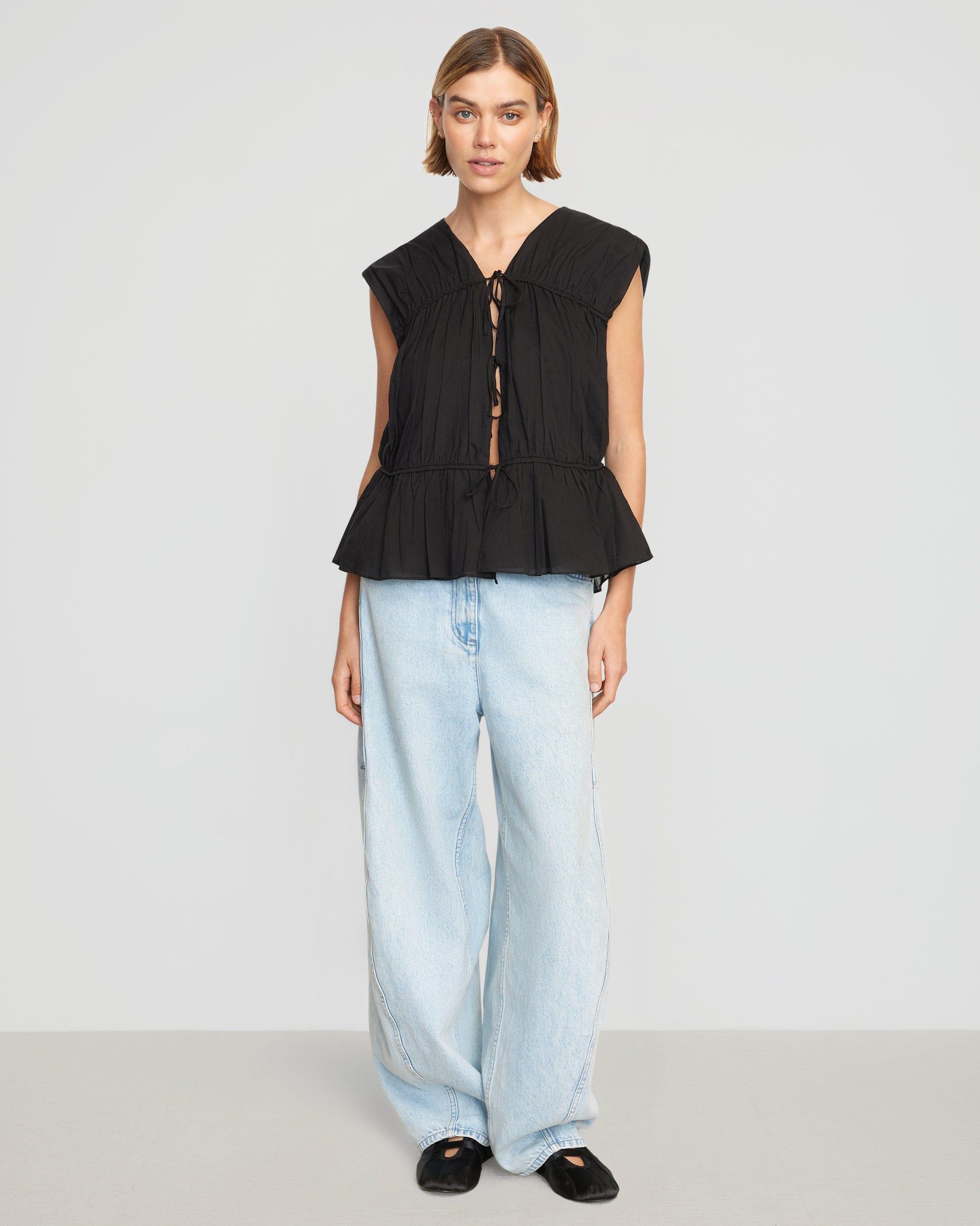 Neha Tie-Front Organic Cotton Blouse Product Image