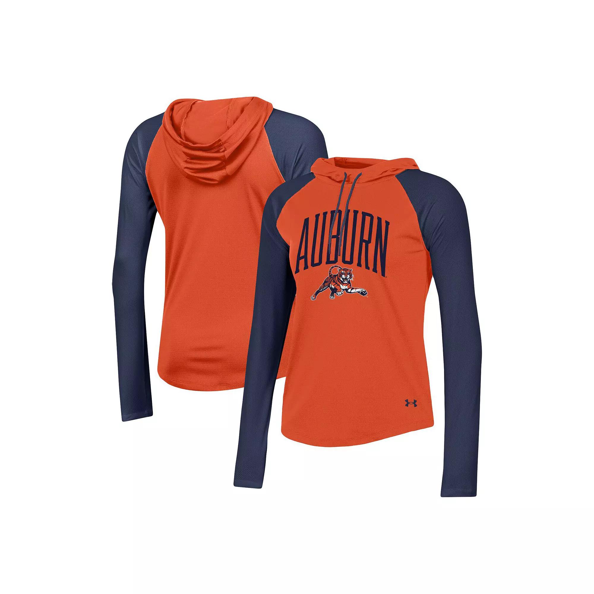 Women's Under Armour Orange Auburn Tigers Gameday Mesh Performance Raglan Hooded Long Sleeve T-Shirt, Size: Small Product Image