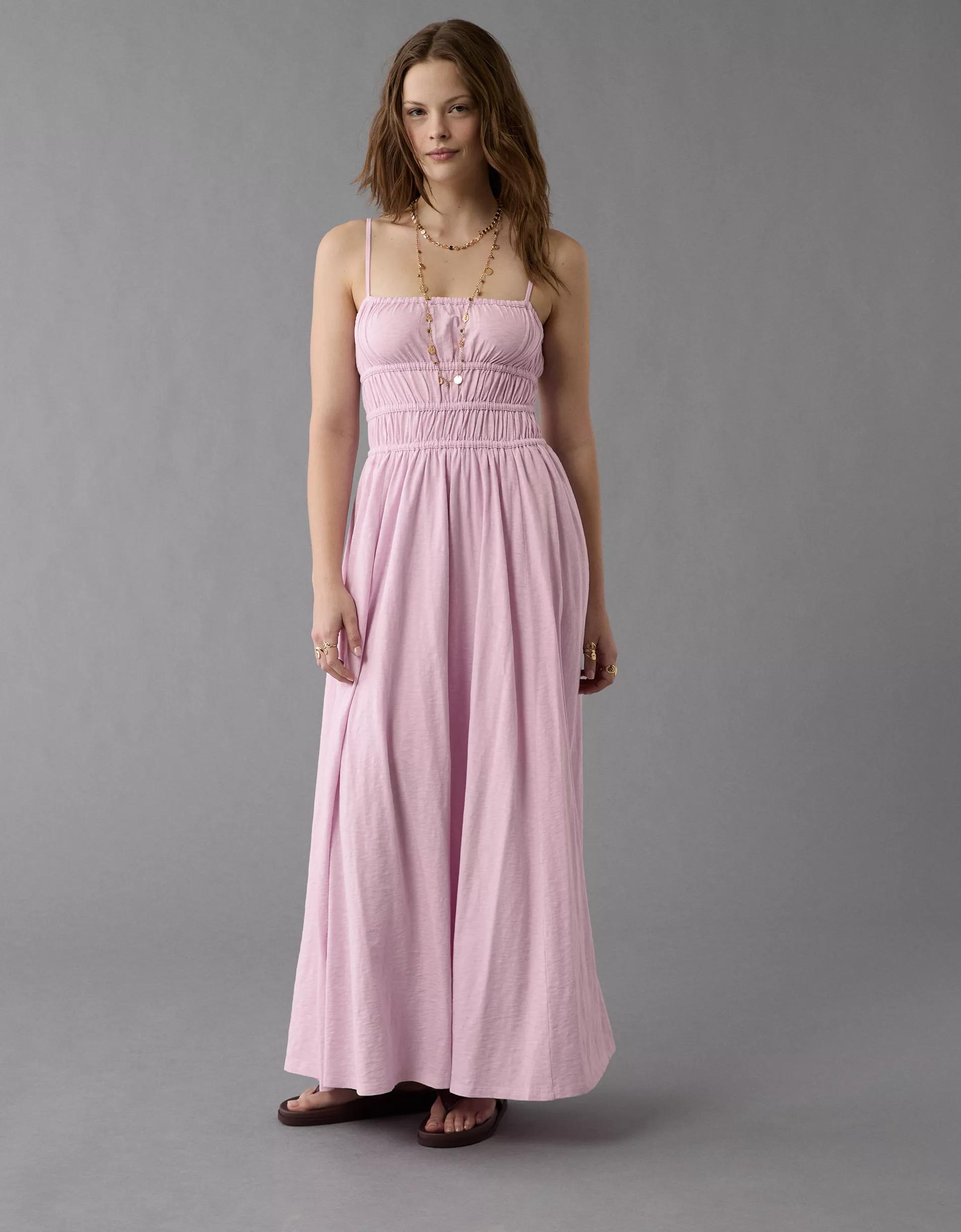 AE Sunchaser Knit Smocked Bodice Midi Dress Product Image