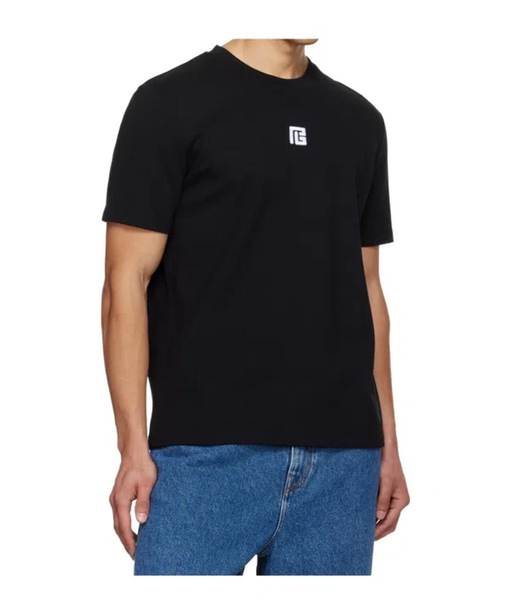 BALMAIN Logo-embroidered Crew-neck T-shirt In Black Product Image
