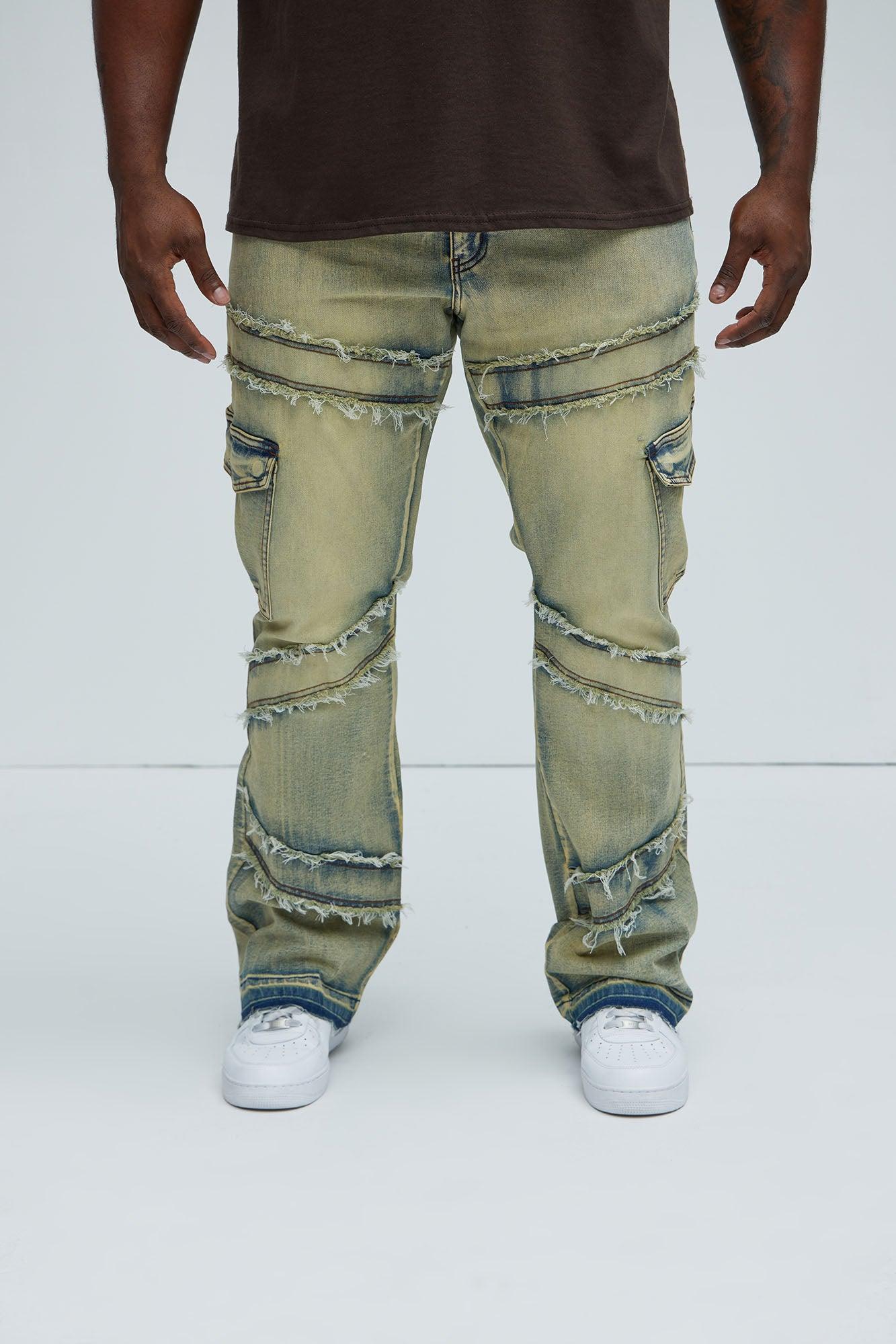 Simi Fray Cargo Stacked Skinny Flare Jeans - Vintage Blue Wash Product Image