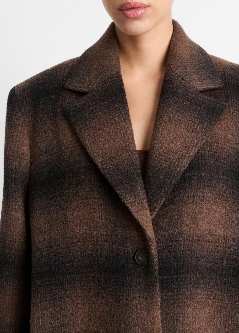 Shadow Plaid Italian Wool-Blend Car Coat Product Image