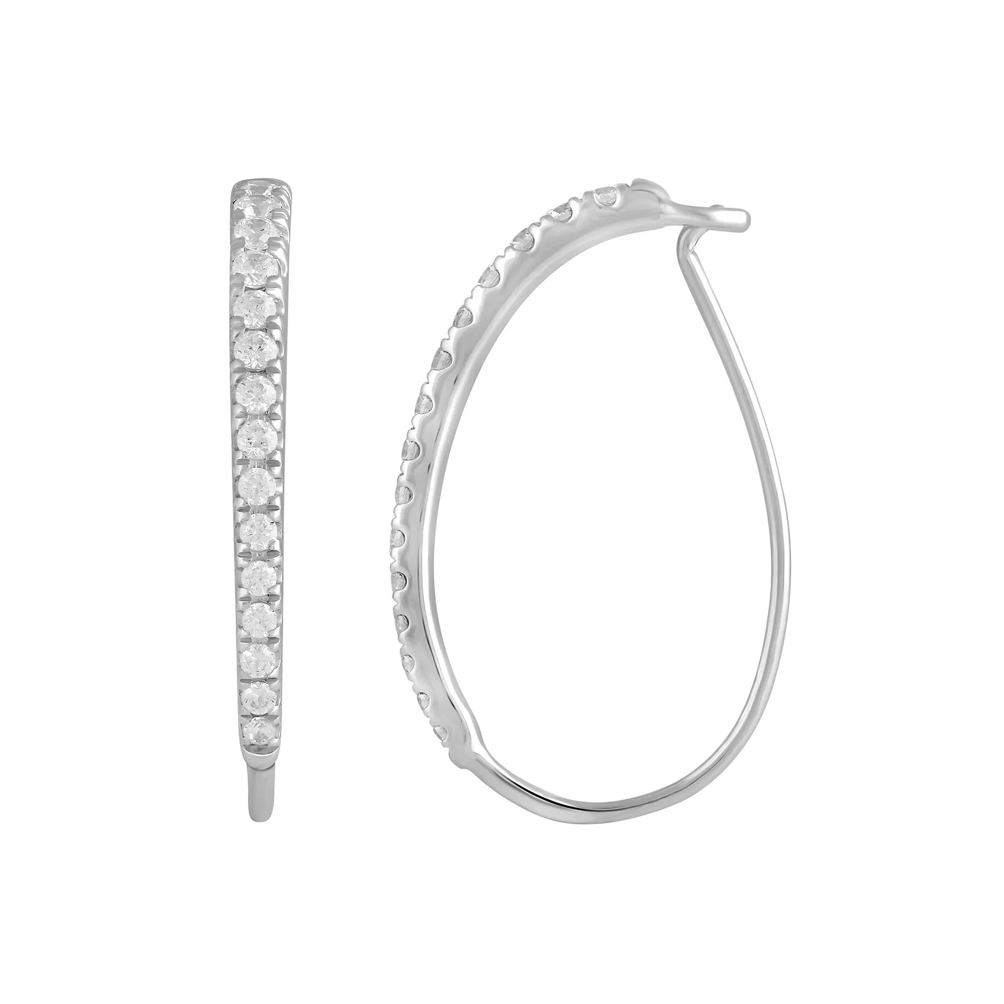 Royal Aura Sterling Silver 1/2 Carat T.W. Diamond Hoop Earrings, Women's Product Image