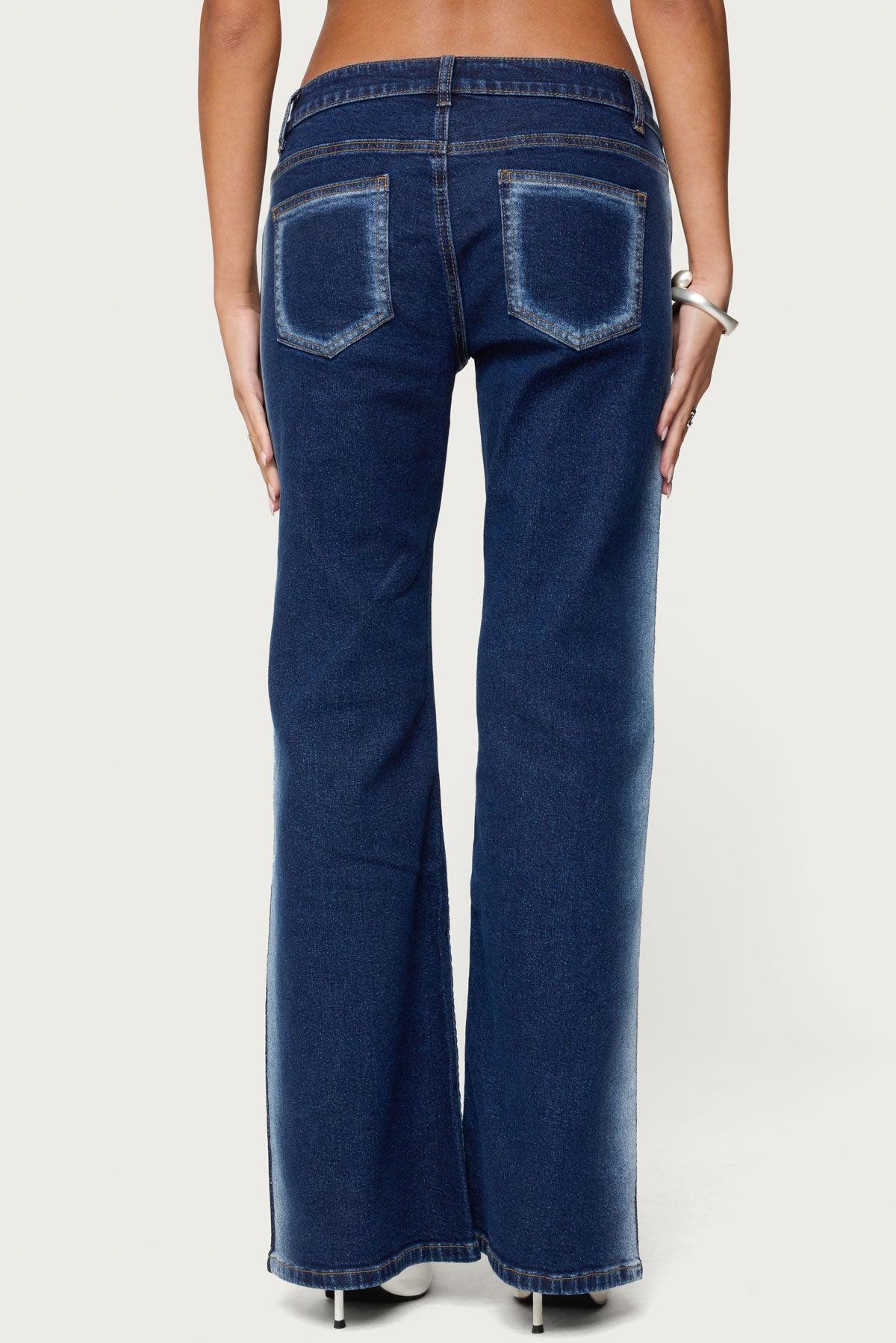 Airbrushed Low Rise Flared Jeans Product Image