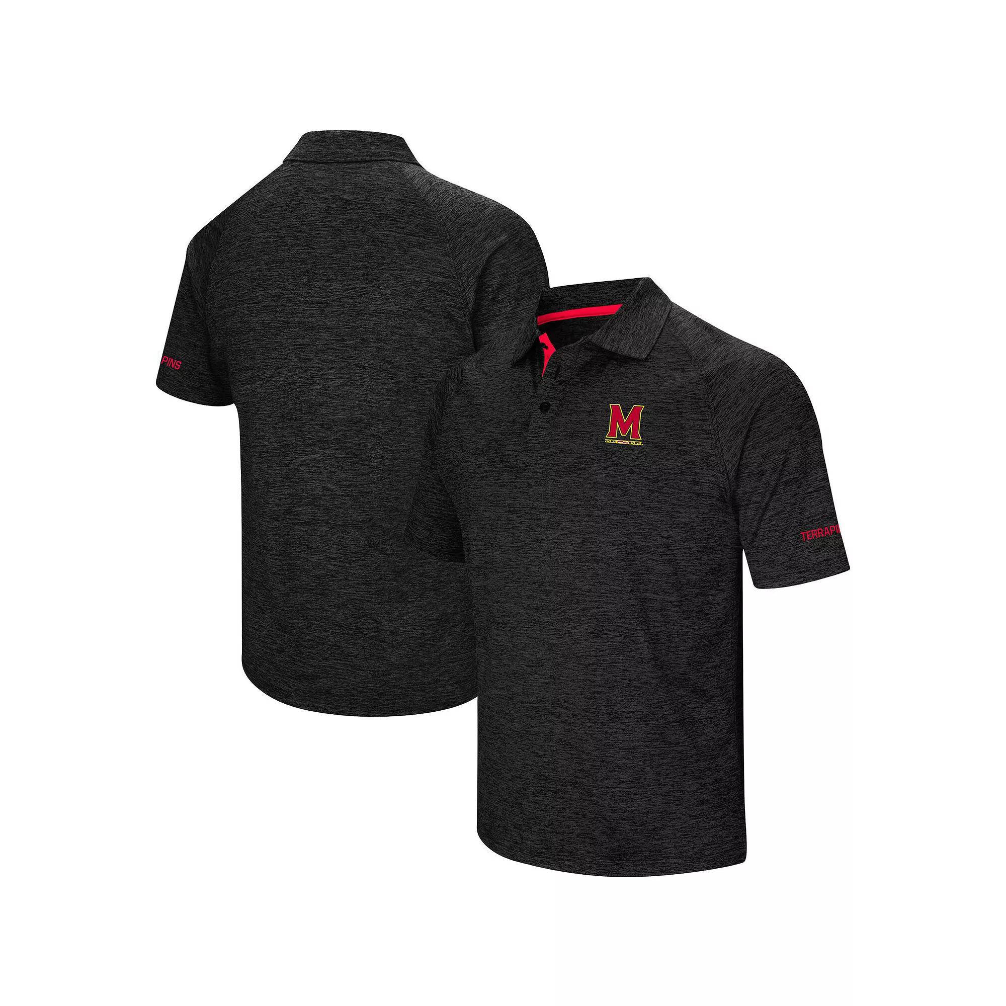 Men's Colosseum Black Maryland Terrapins Down Swing Polo, Size: 3XL, Charco Product Image