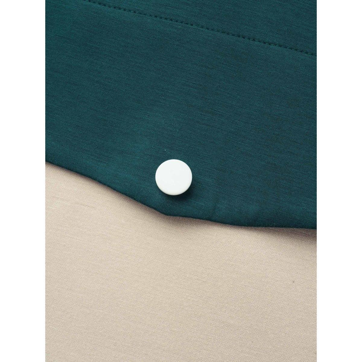 Plus Size Contrast Half Zip Hooded Sweatshirt Women Cyan Casual Contrast Hooded Everyday Sweatshirts BloomChic 22-24/3X Product Image