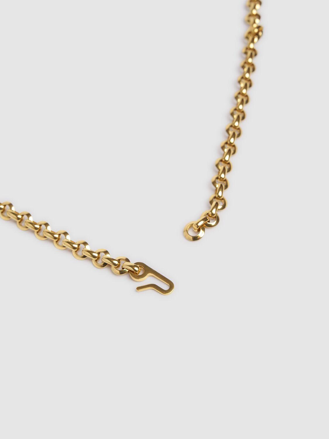 CHLOÉ Metallic Belt With Adjustable Hook Closure And Logo Lettering Charm In Brass Woman In Gold Product Image