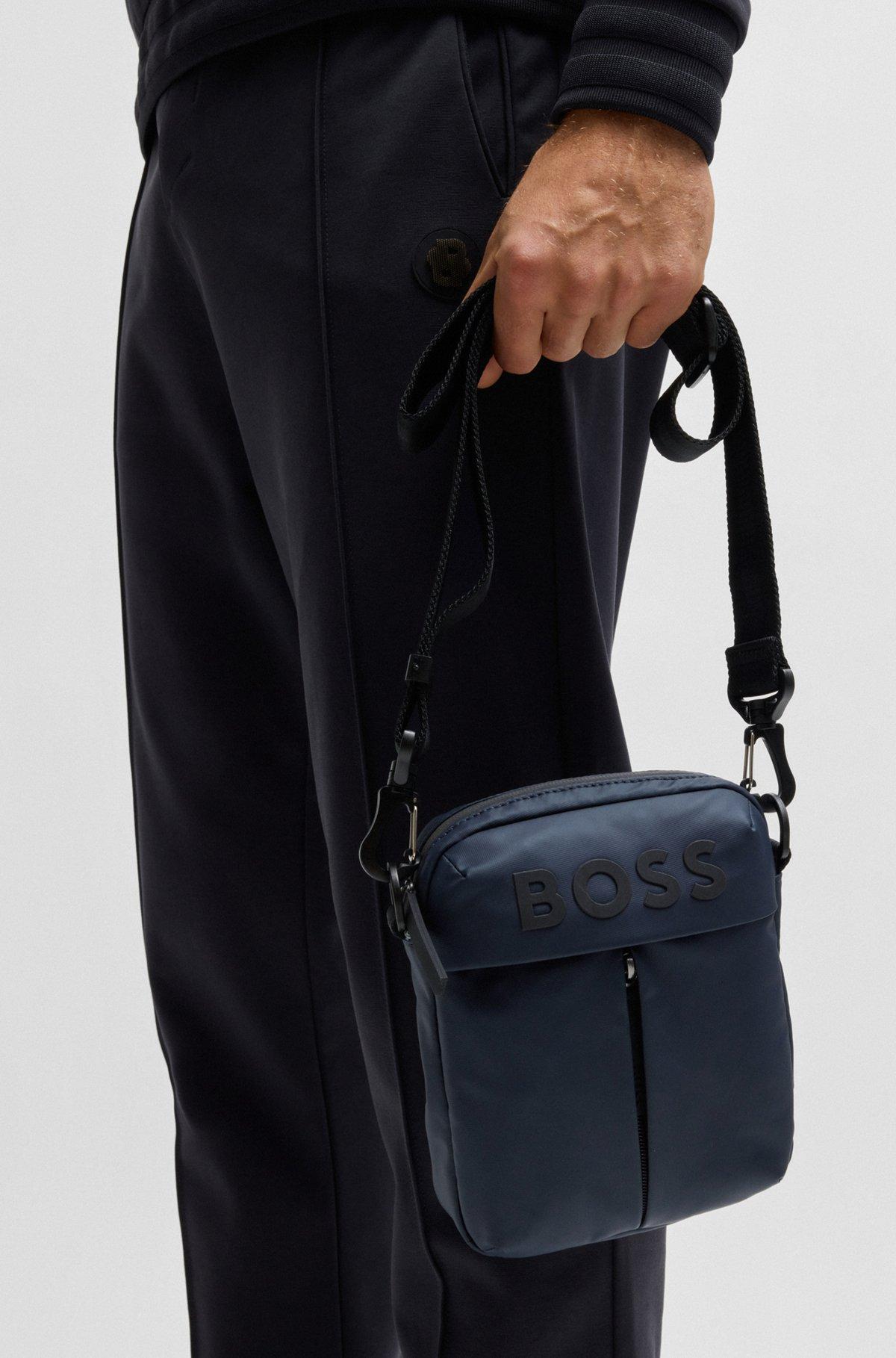 Faux-leather reporter bag with tonal logo Product Image