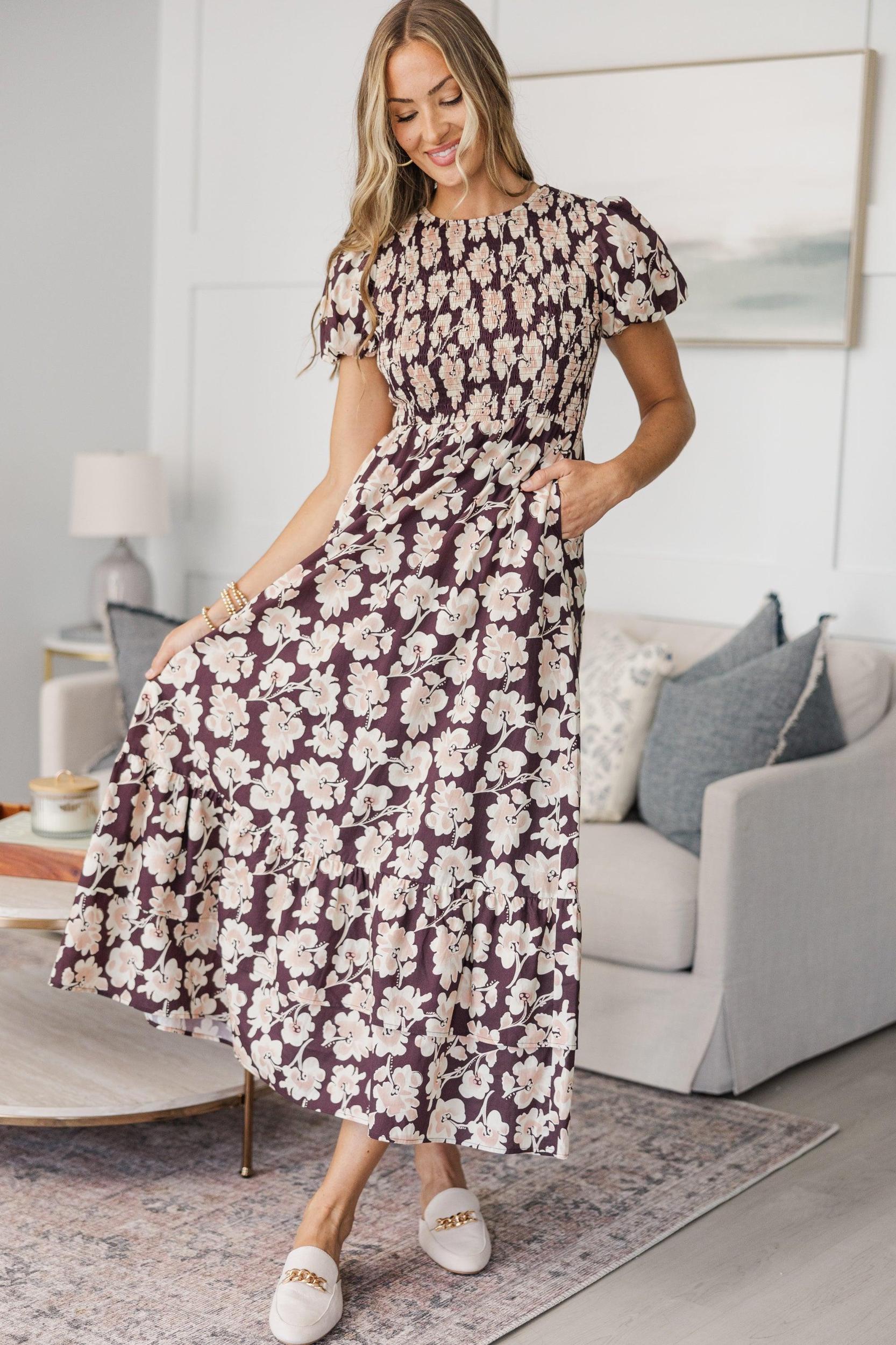 NURSING COLLECTION: Make The Right Choice Burgundy Red Abstract Maxi Dress Female Product Image