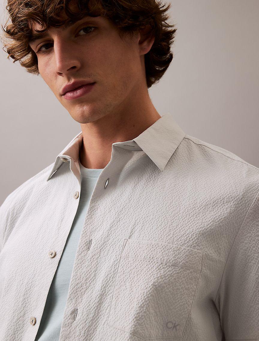 Solid Seersucker Classic Button-Down Shirt Product Image