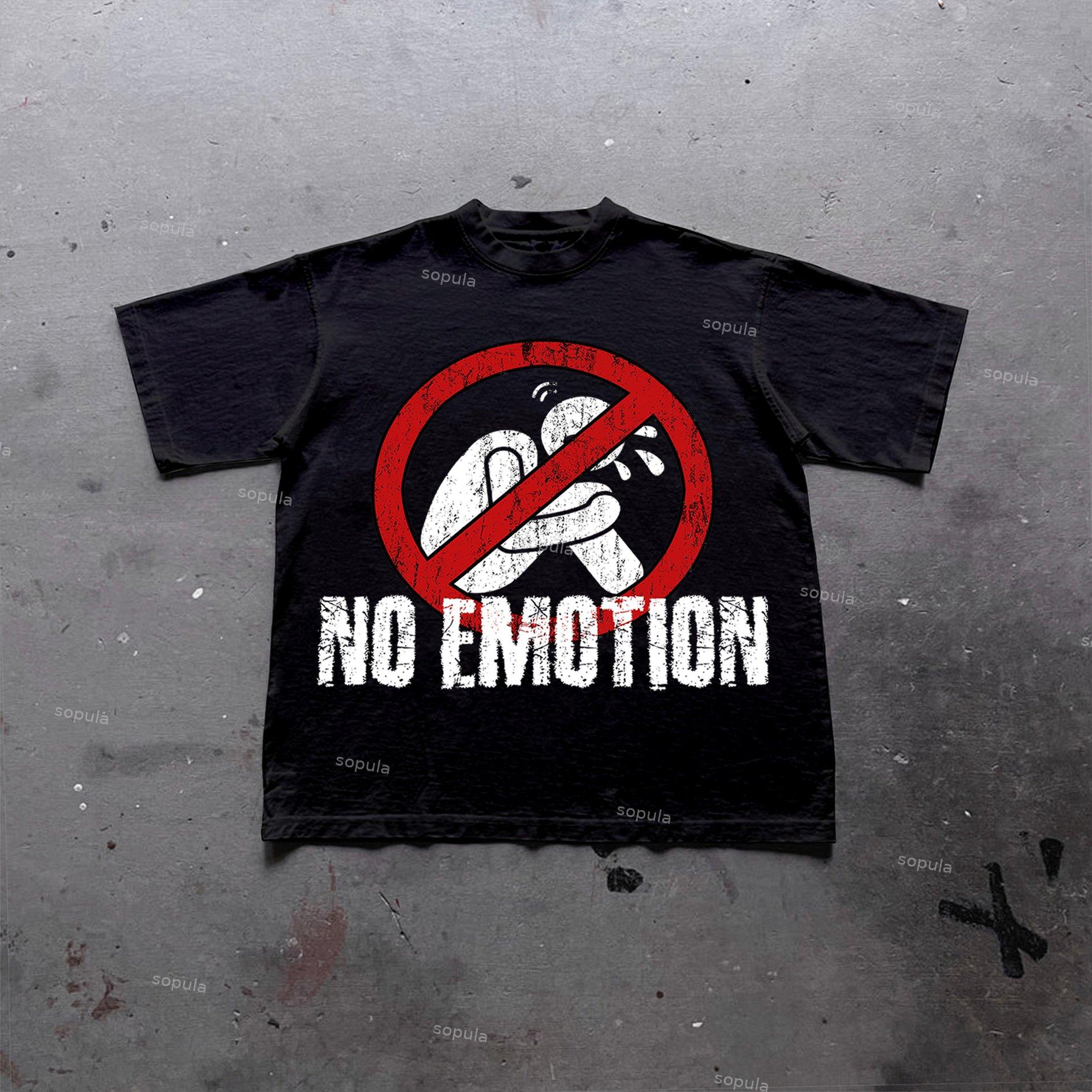 Sopula No Emotion Graphics Print Cotton T-Shirt Product Image