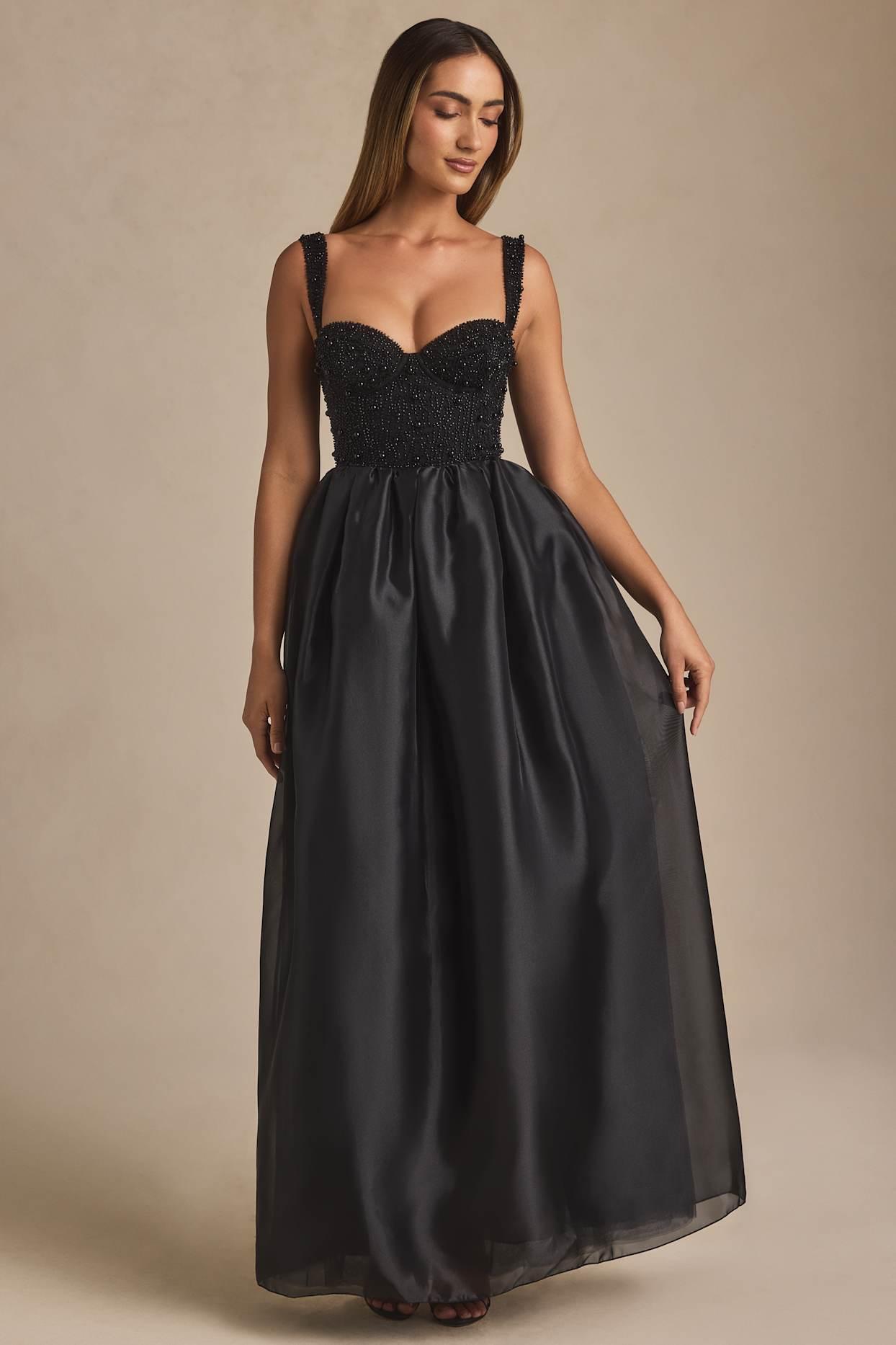 Embellished Corset Gown in Black Product Image