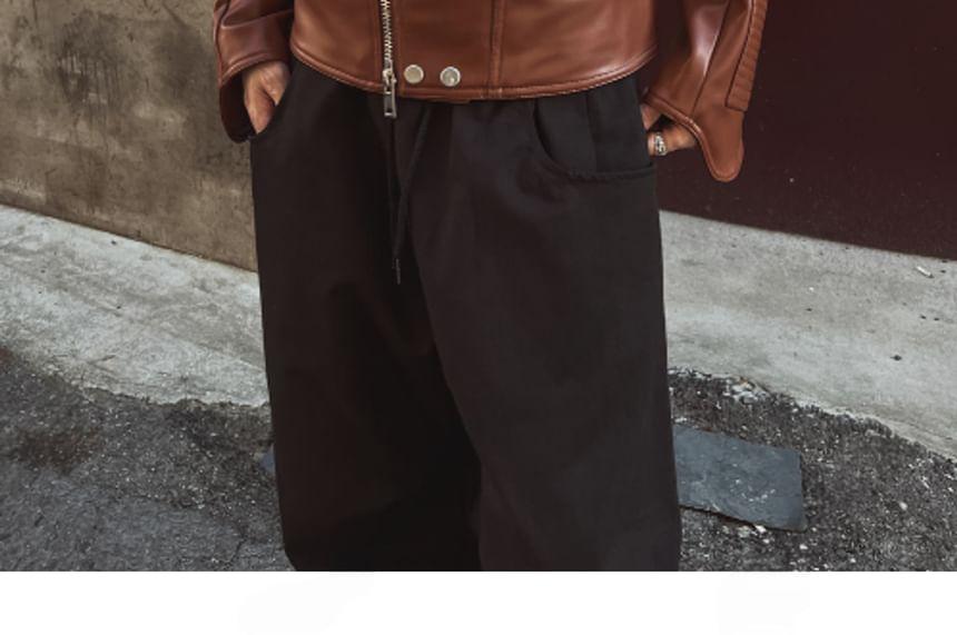 Faux-Leather Biker Jacket Product Image