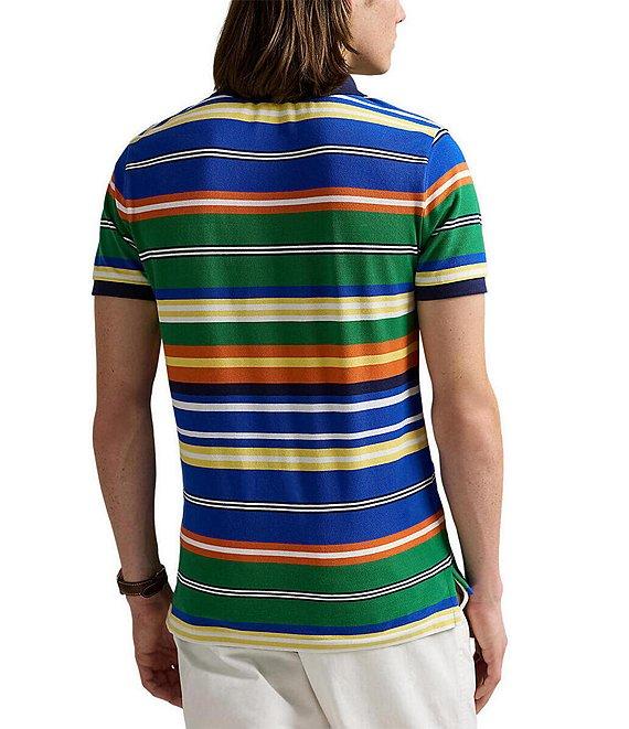 Polo Ralph Lauren Classic Fit Multi-Color Striped Mesh Short Sleeve Polo Shirt Product Image