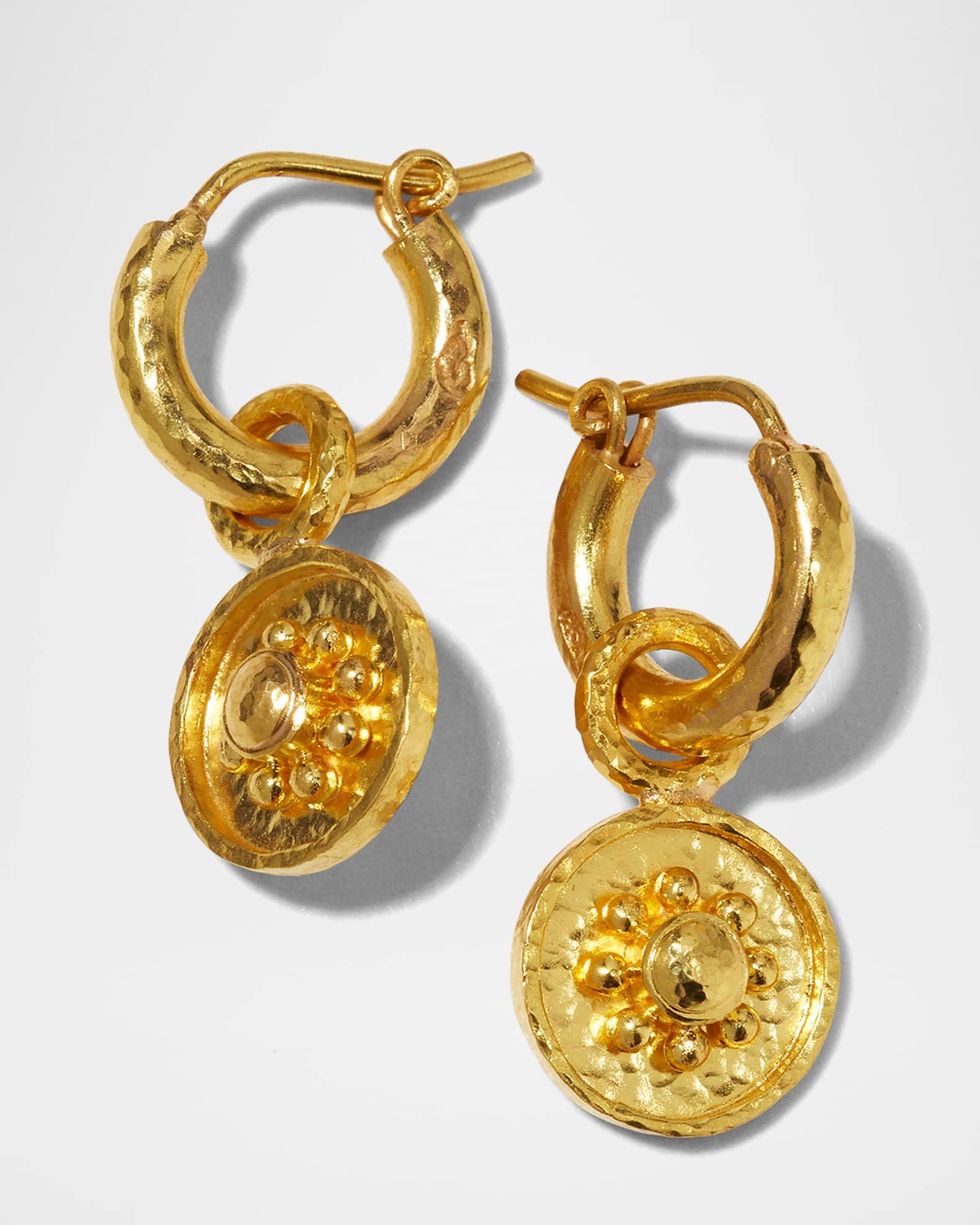 19k Gold Daisy Disc Earring Pendants Product Image