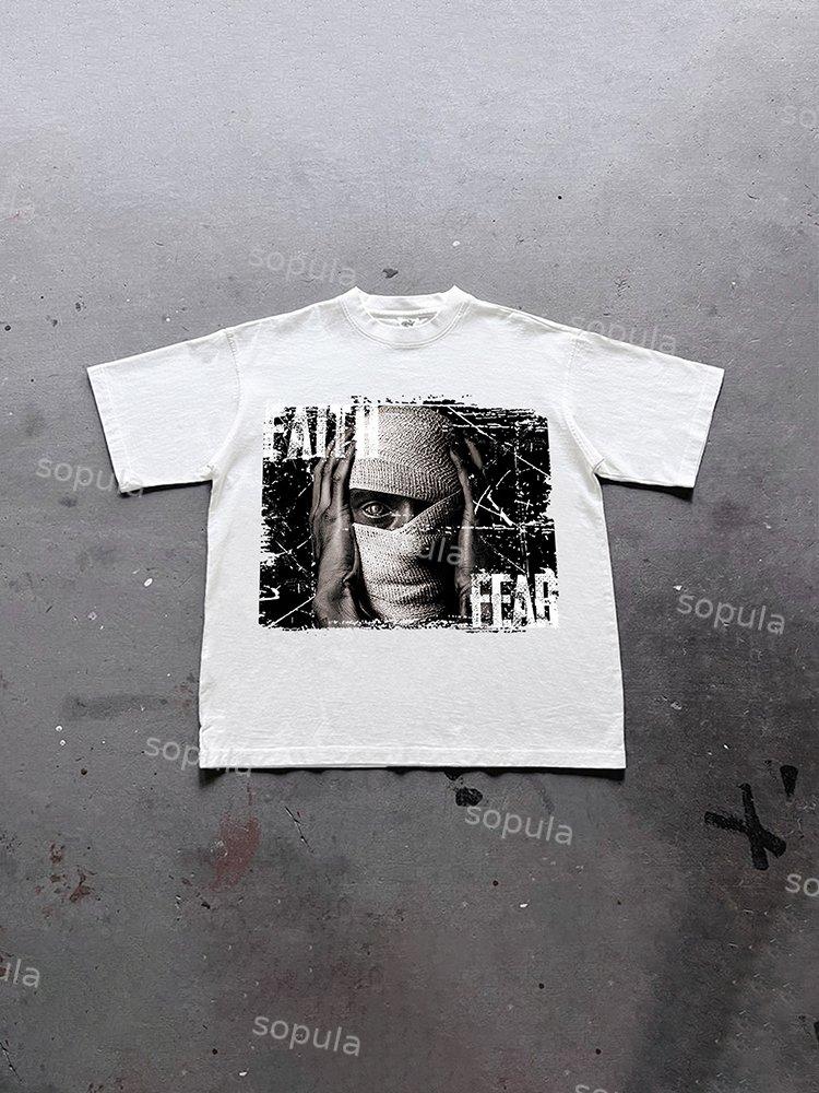 Sopula Mummy Graphic Faith And Fear Print Cotton T-Shirt Product Image