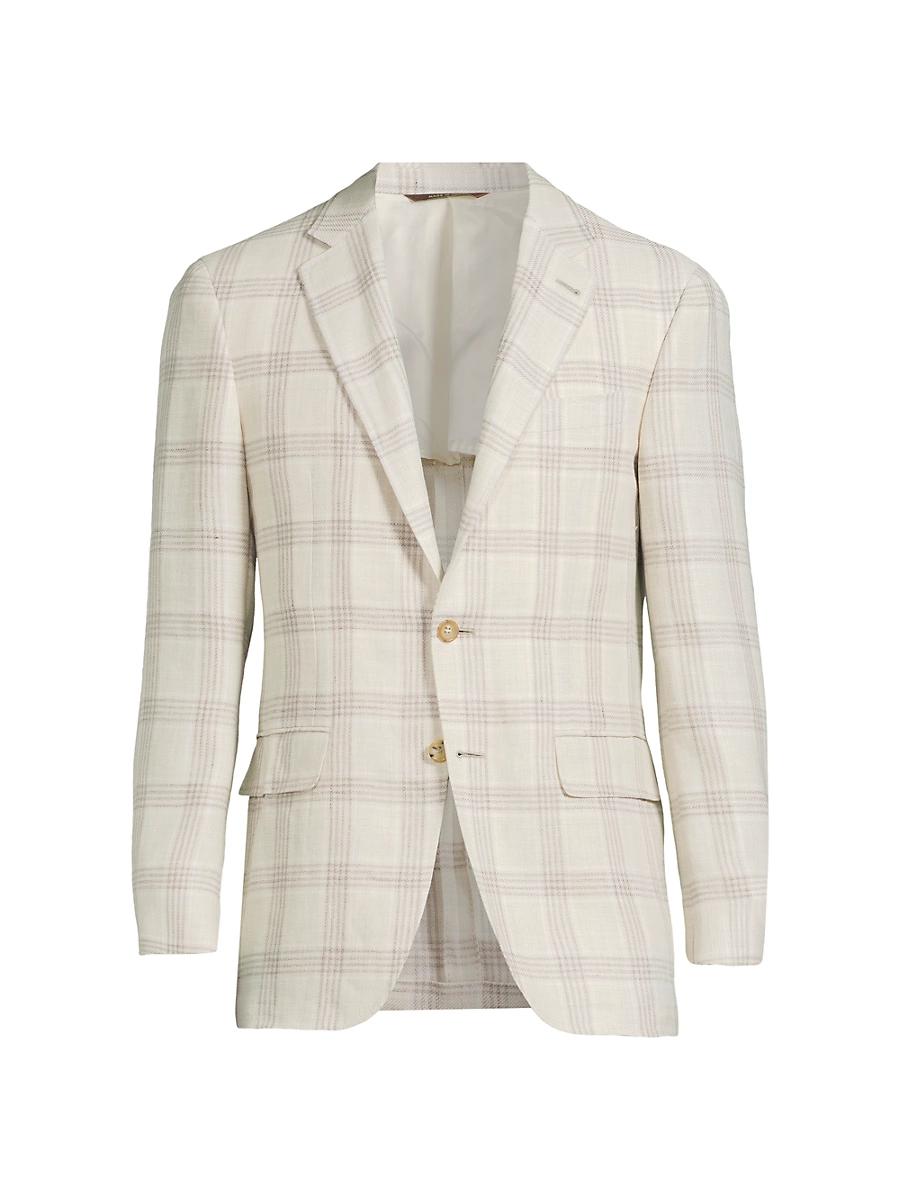 Mens Kei Plaid Linen & Wool-Blend Two-Button Sport Coat Product Image