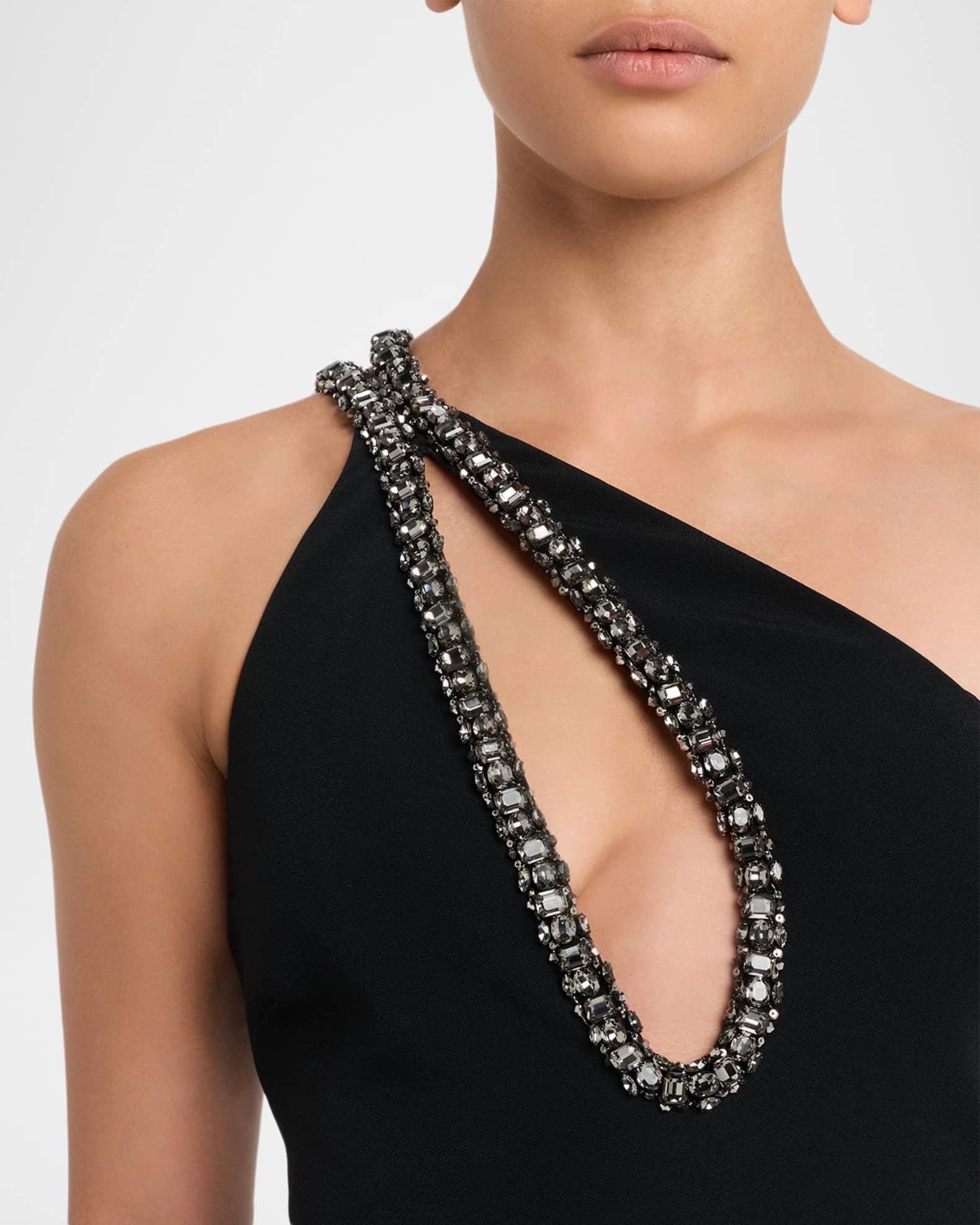 Rhinestone Cutout One-Shoulder Mini Dress Product Image