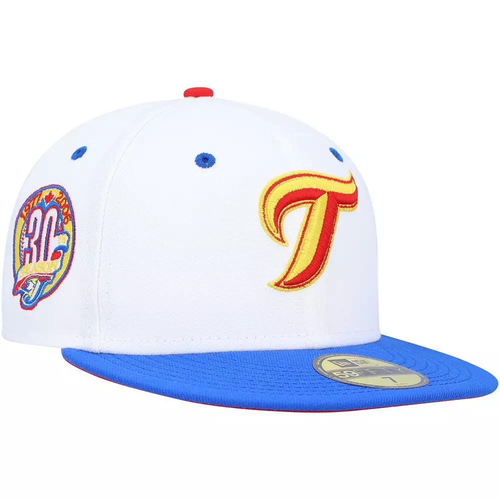 Men's New Era White/Royal Toronto Blue Jays 30th Anniversary Cherry Lolli 59FIFTY Fitted Hat,  Product Image