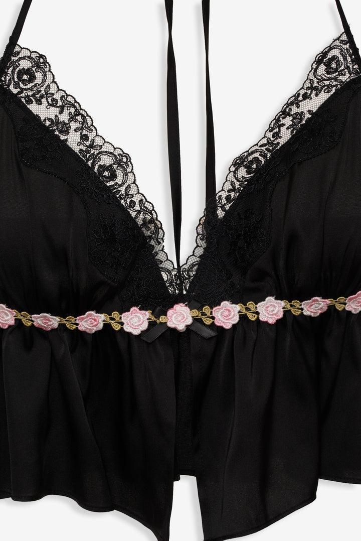 Gertrude Sleep Top — Black Product Image