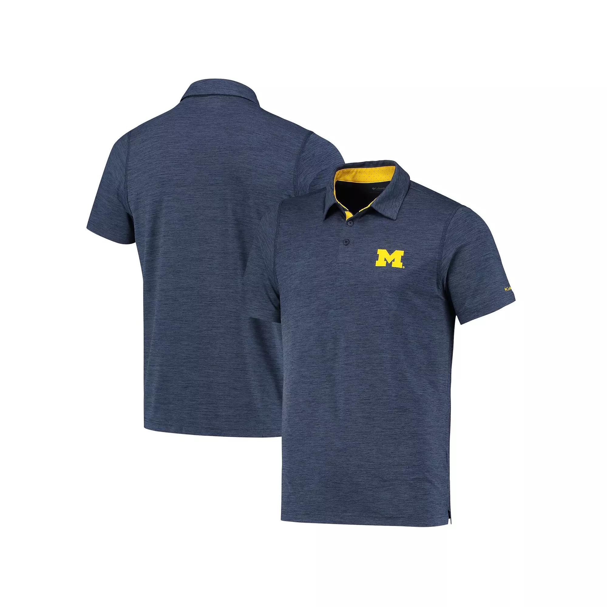 Men's Columbia Navy Michigan Wolverines Tech Trail Omni-Shade Polo,  Product Image