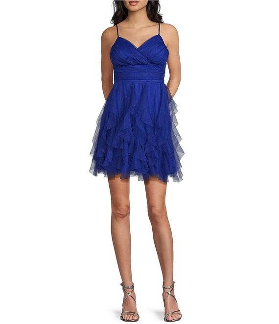 Pear Culture Spaghetti Strap Glitter Cork Dress Product Image