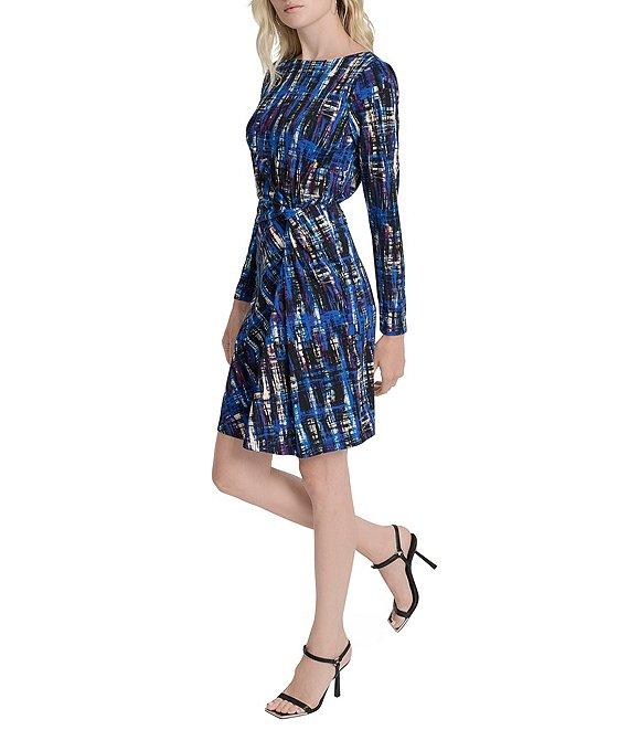 DKNY by Donna Karan Jersey Long Sleeve Front Knot Sheath Dress Product Image