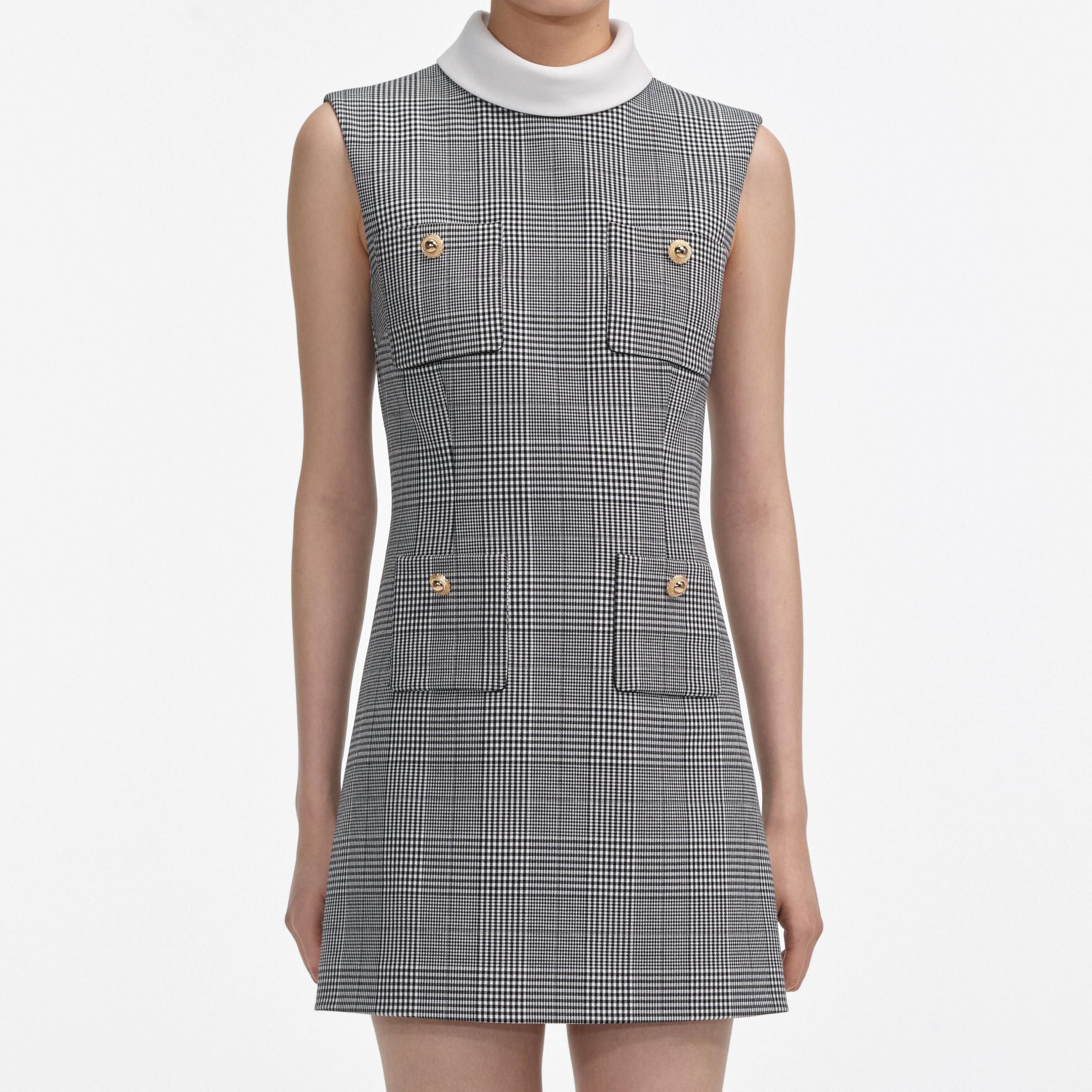 Sleeveless Prince Of Wales Check Mini Dress Product Image