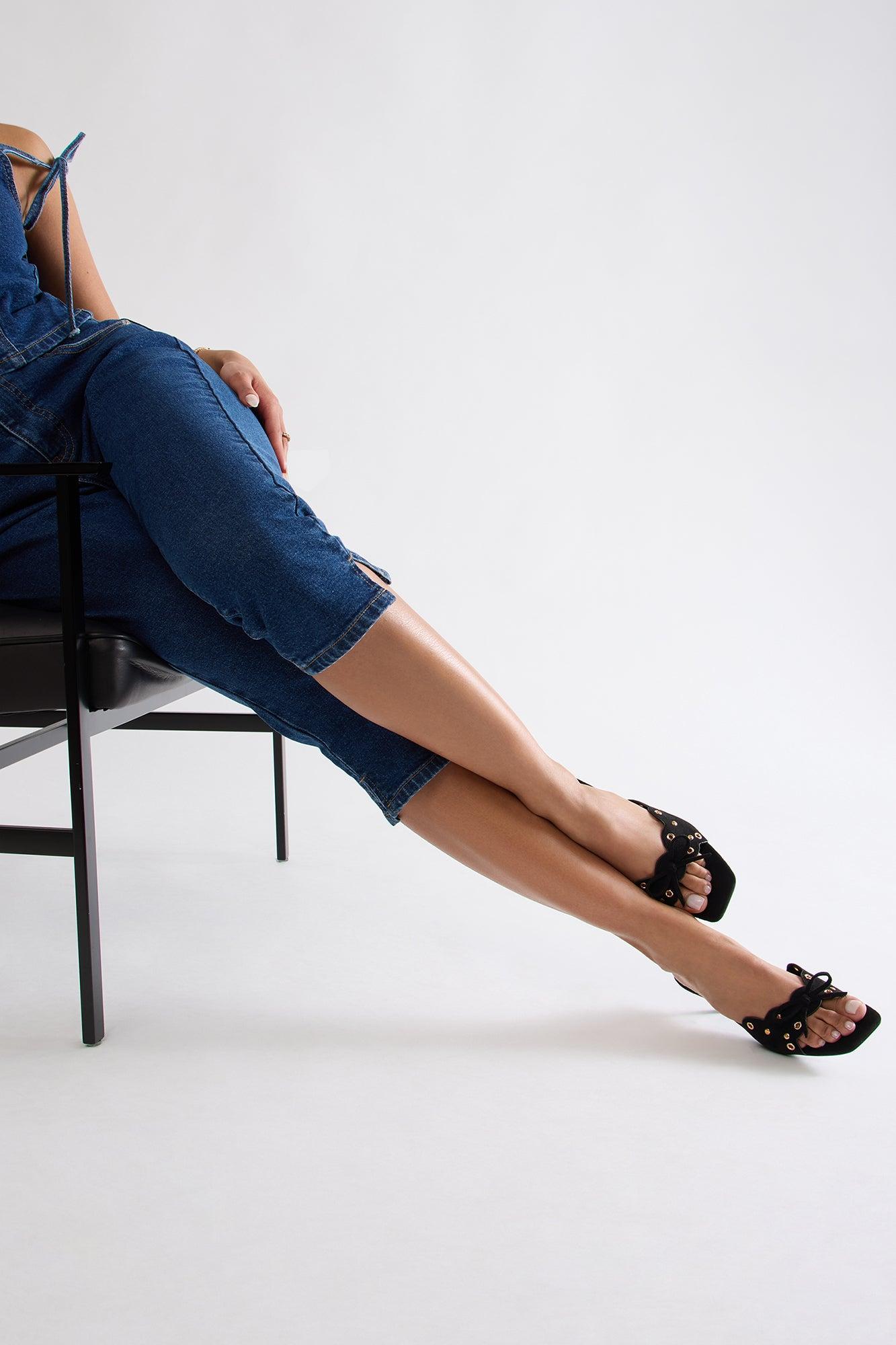 Nerina Grommet Bow Mules - Black Product Image